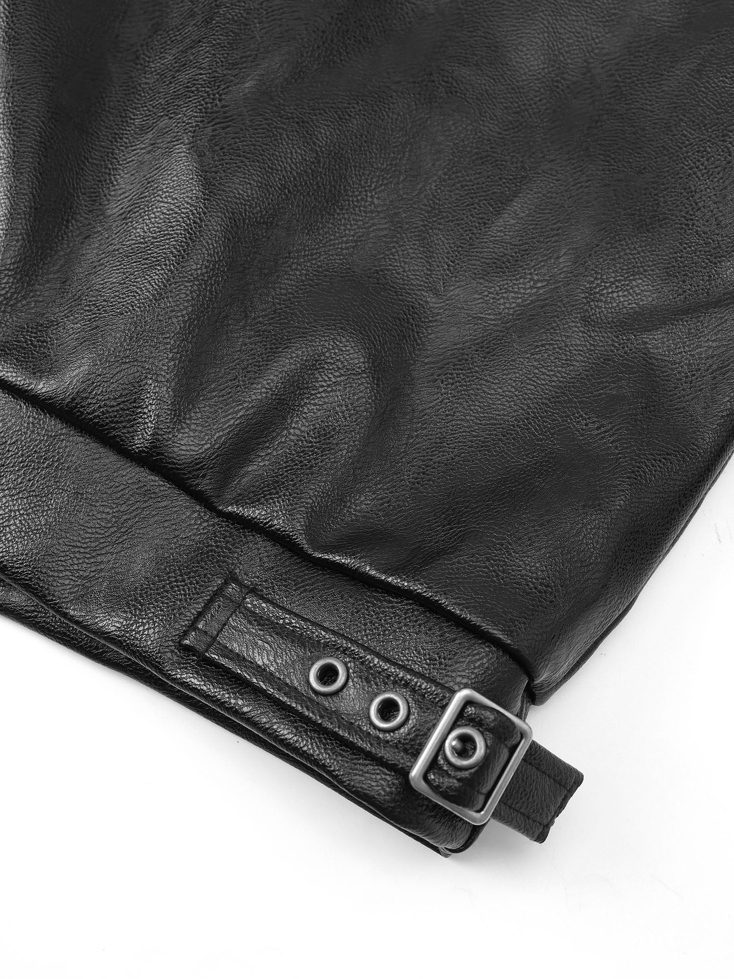 FLYERRER Hook-Buckle Faux Leather Rivet Jacket