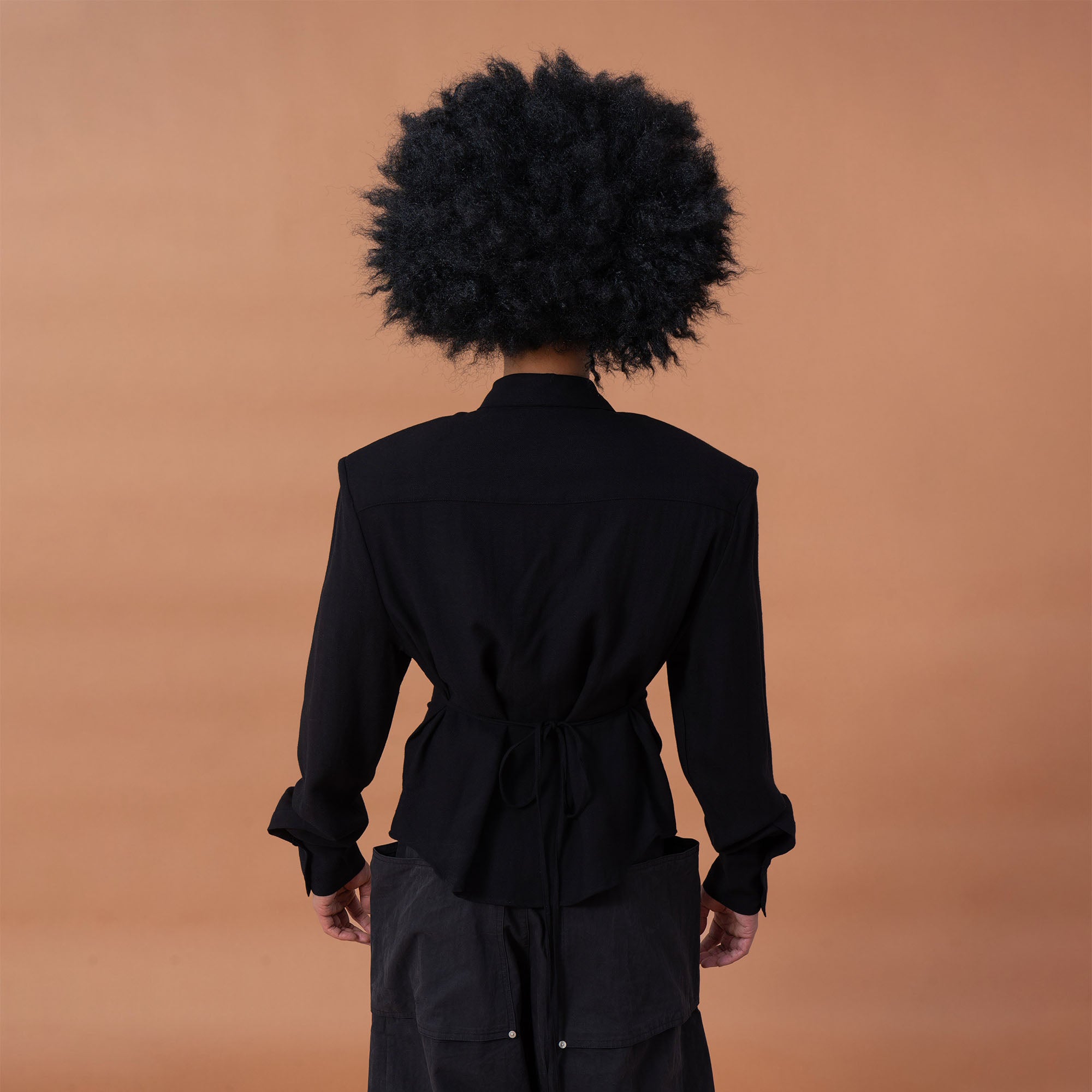 CLP Padded-Shoulder Tie-Waist Shirt, premium urban and streetwear designers apparel on PROJECTISR.com, CLP