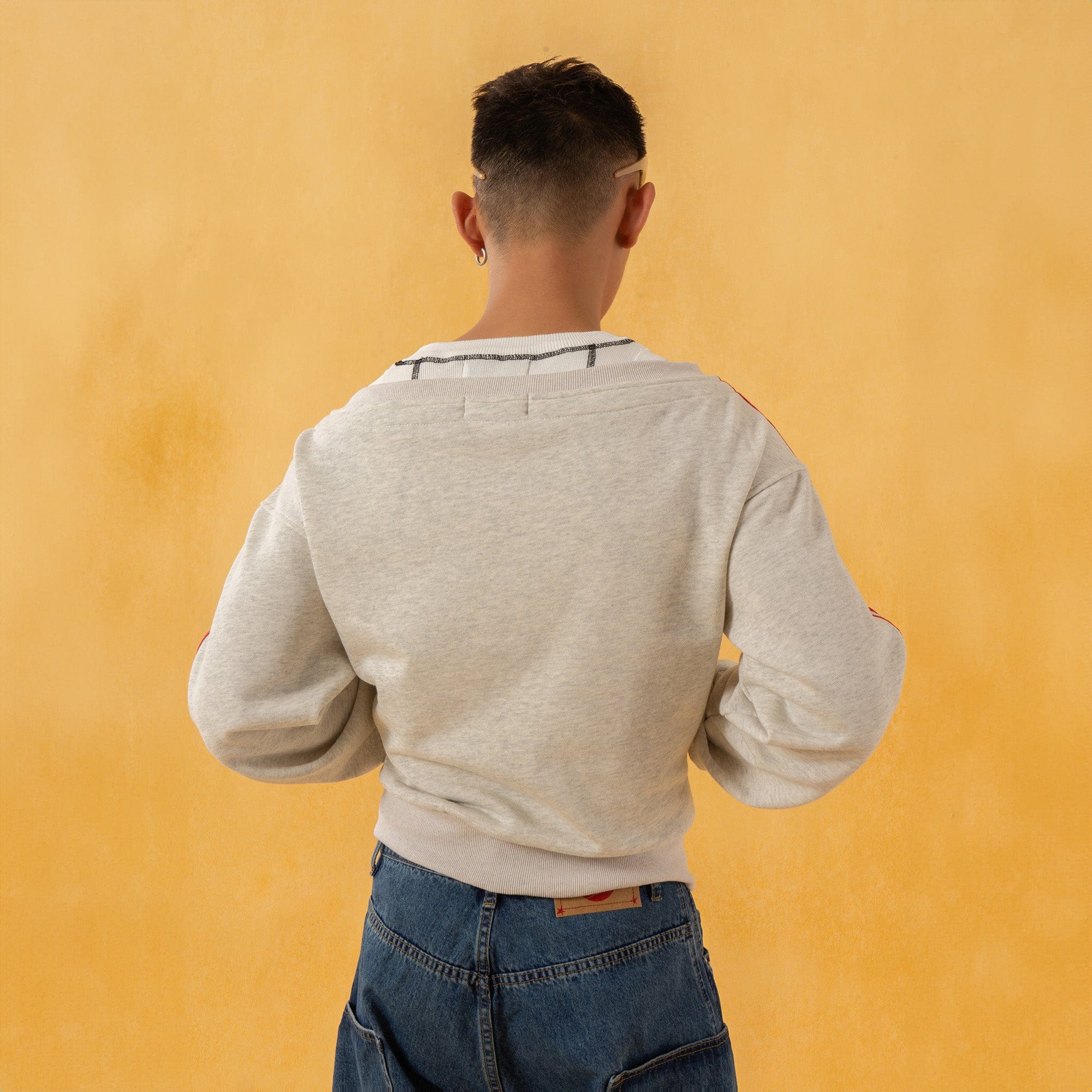 CLP Off-Shoulder Striped Zip-Up Cropped Sweatshirt, premium urban and streetwear designers apparel on PROJECTISR.com, CLP