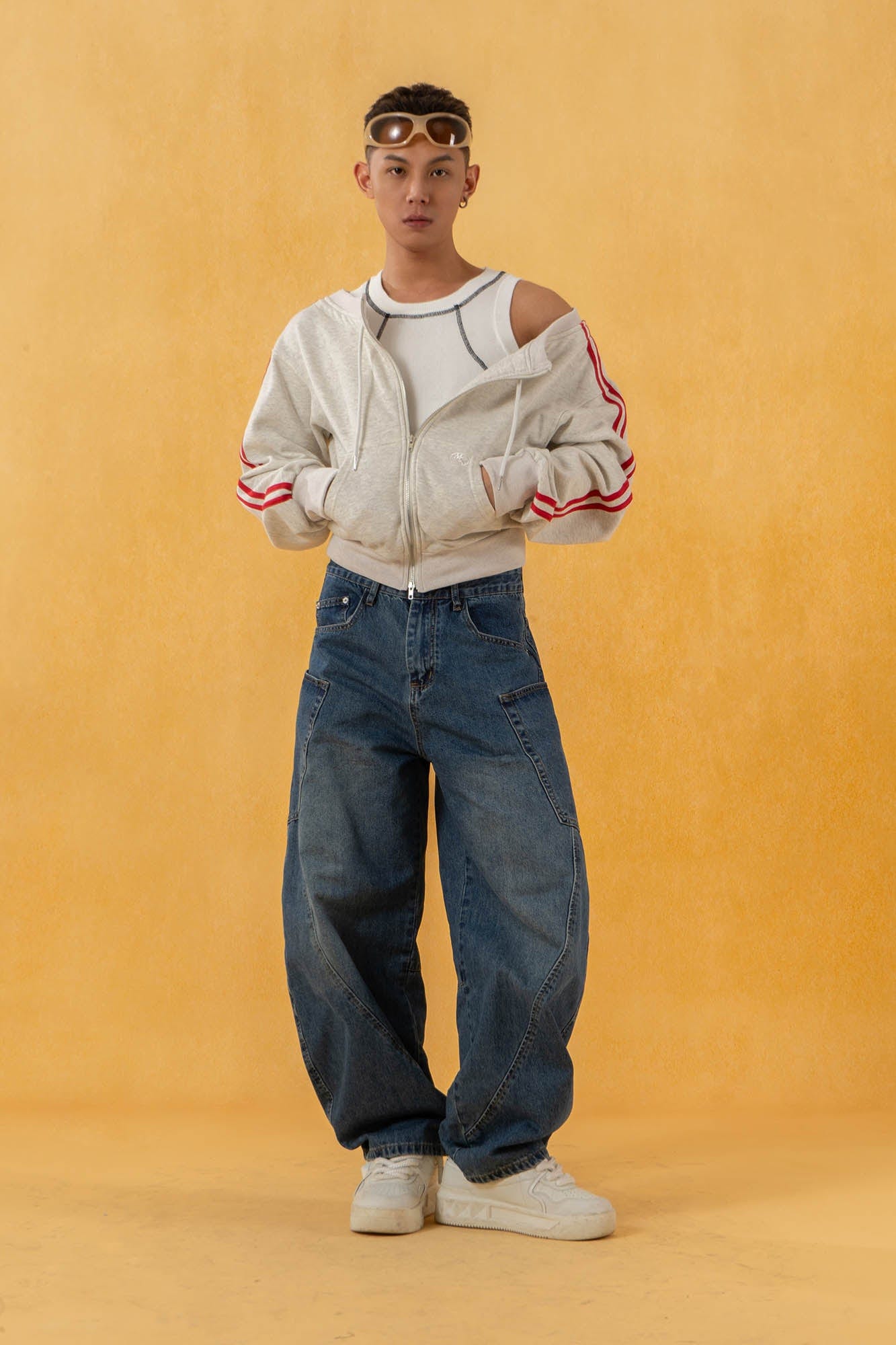 CLP Spliced Big-Pocket Curved Jeans, premium urban and streetwear designers apparel on PROJECTISR.com, CLP