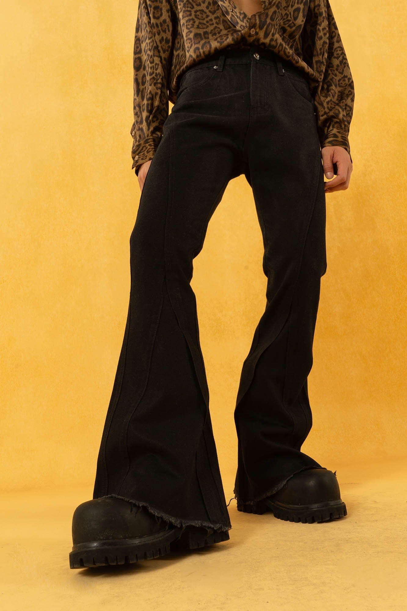 CLP Retro Frayed Slim Fit Flared Jeans, premium urban and streetwear designers apparel on PROJECTISR.com, CLP