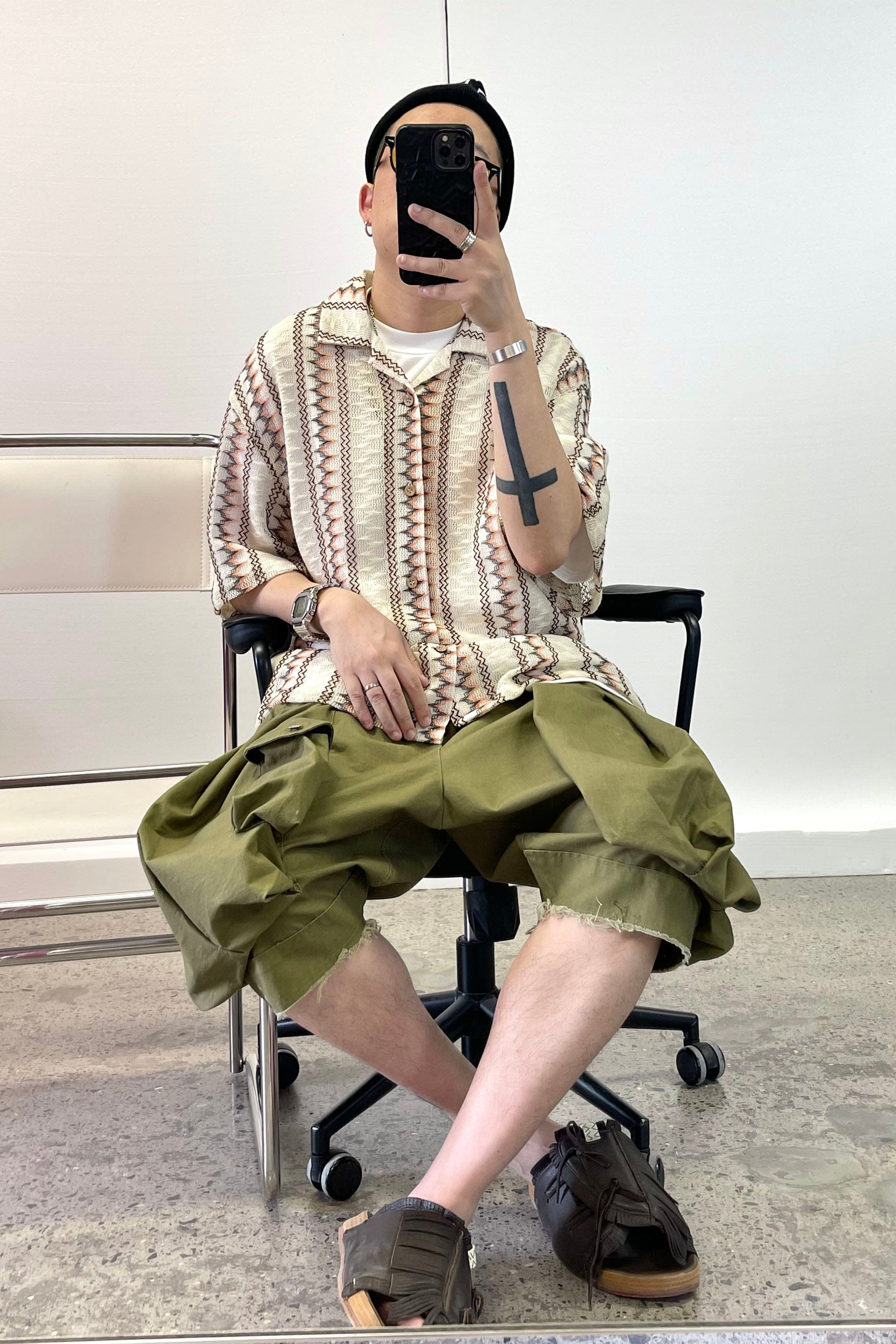 ME DA IGUAL Geometric Ripple Crochet Half Shirt, premium urban and streetwear designers apparel on PROJECTISR.com, ME DA IGUAL