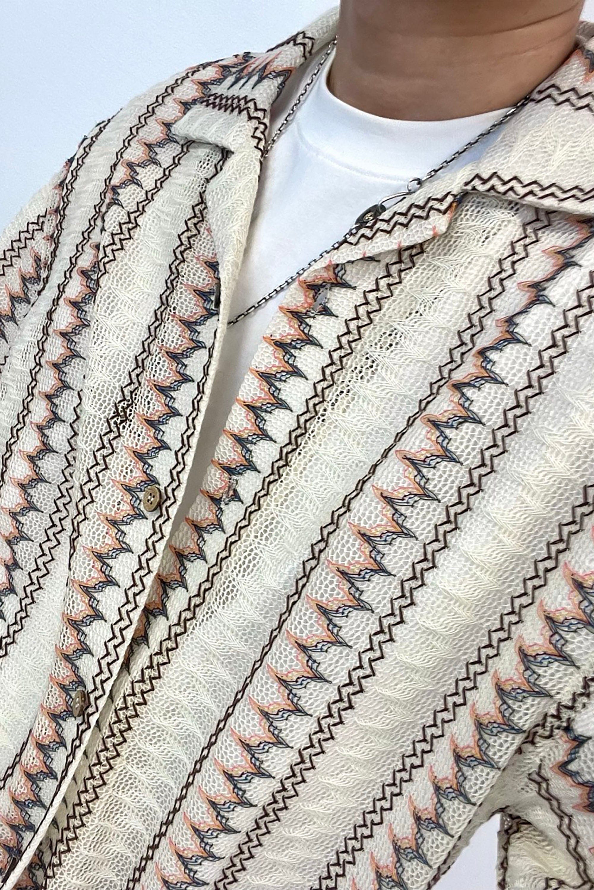 ME DA IGUAL Geometric Ripple Crochet Half Shirt, premium urban and streetwear designers apparel on PROJECTISR.com, ME DA IGUAL