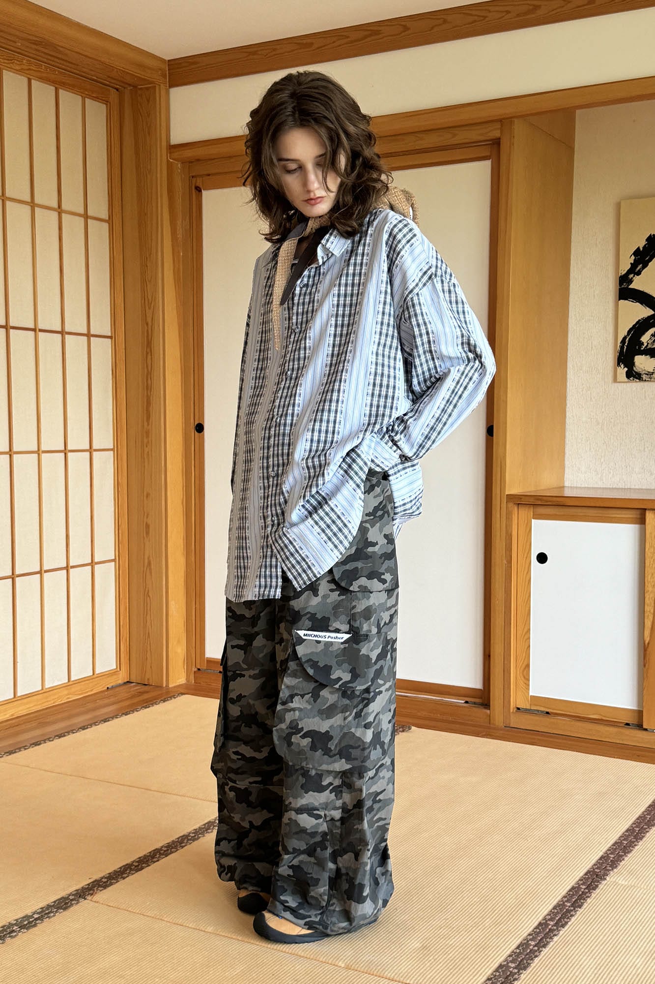 MIICHOUS Camo Wide-Leg Cargo Pants, premium urban and streetwear designers apparel on PROJECTISR.com, Miichous
