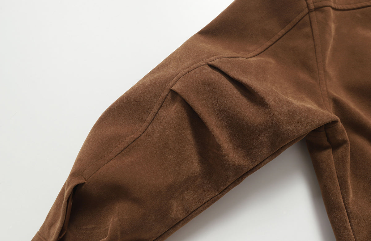 BOTANICA Retro Spliced Faux Leather Aviator Jacket