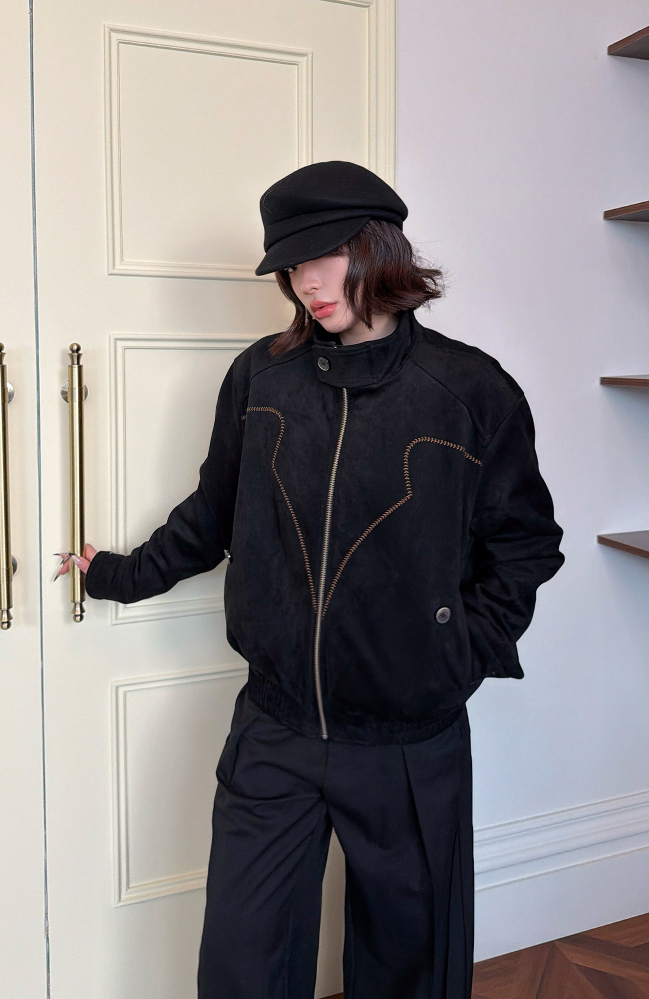 OKAYTHXBYE Wool-Padded Faux Suede Jacket, premium urban and streetwear designers apparel on PROJECTISR.com, OKAYTHXBYE