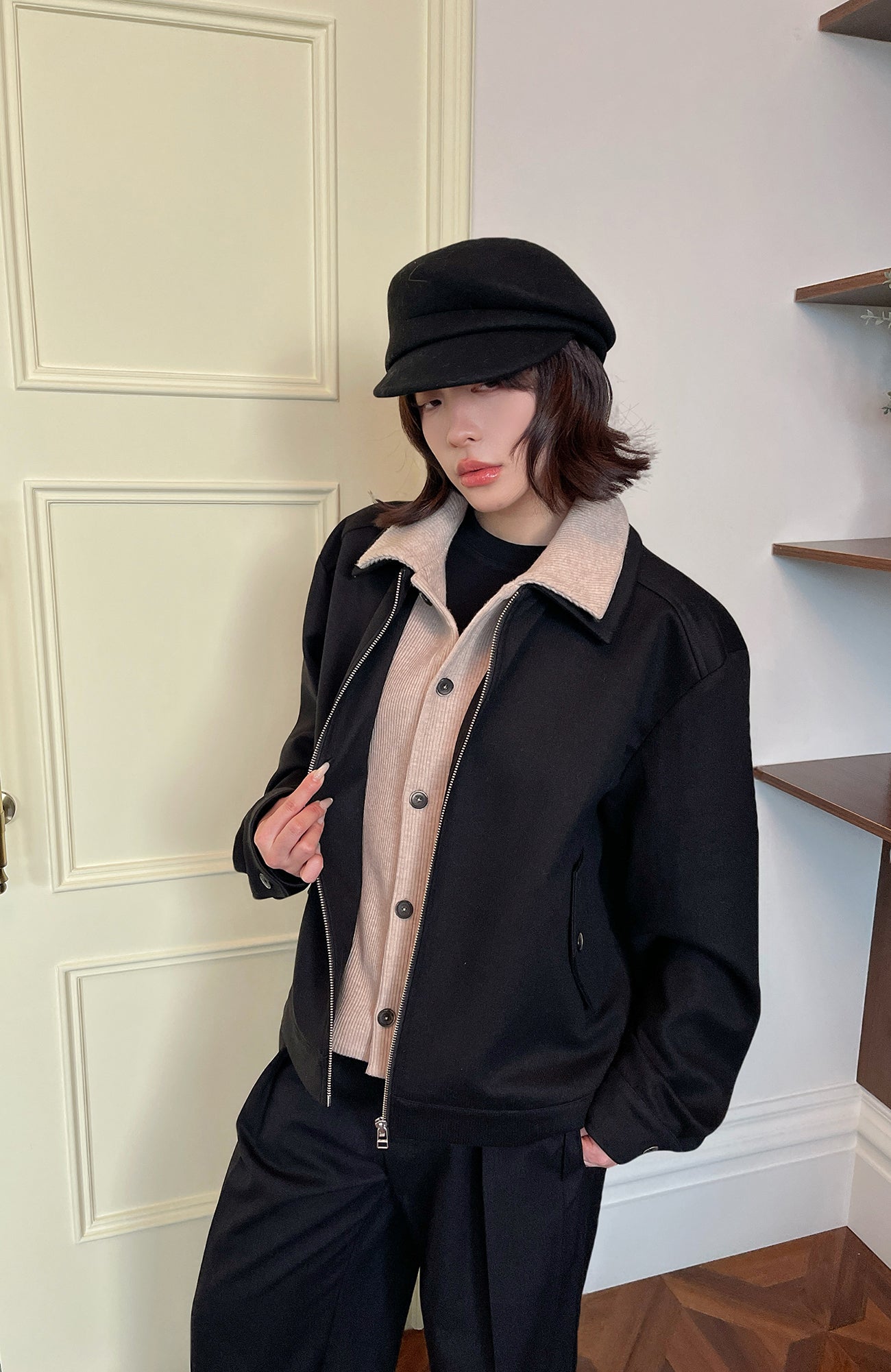 OKAYTHXBYE Faux-Layer Knit-Inset Jacket, premium urban and streetwear designers apparel on PROJECTISR.com, OKAYTHXBYE