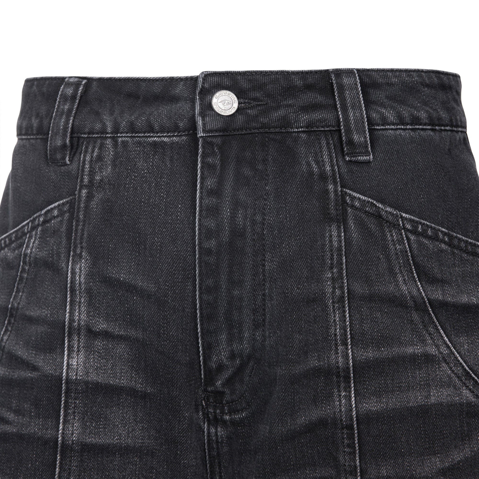 CATSSTAC Whisker-Wash Middle-Spliced Wide-Leg Shorts, premium urban and streetwear designers apparel on PROJECTISR.com, CATSSTAC