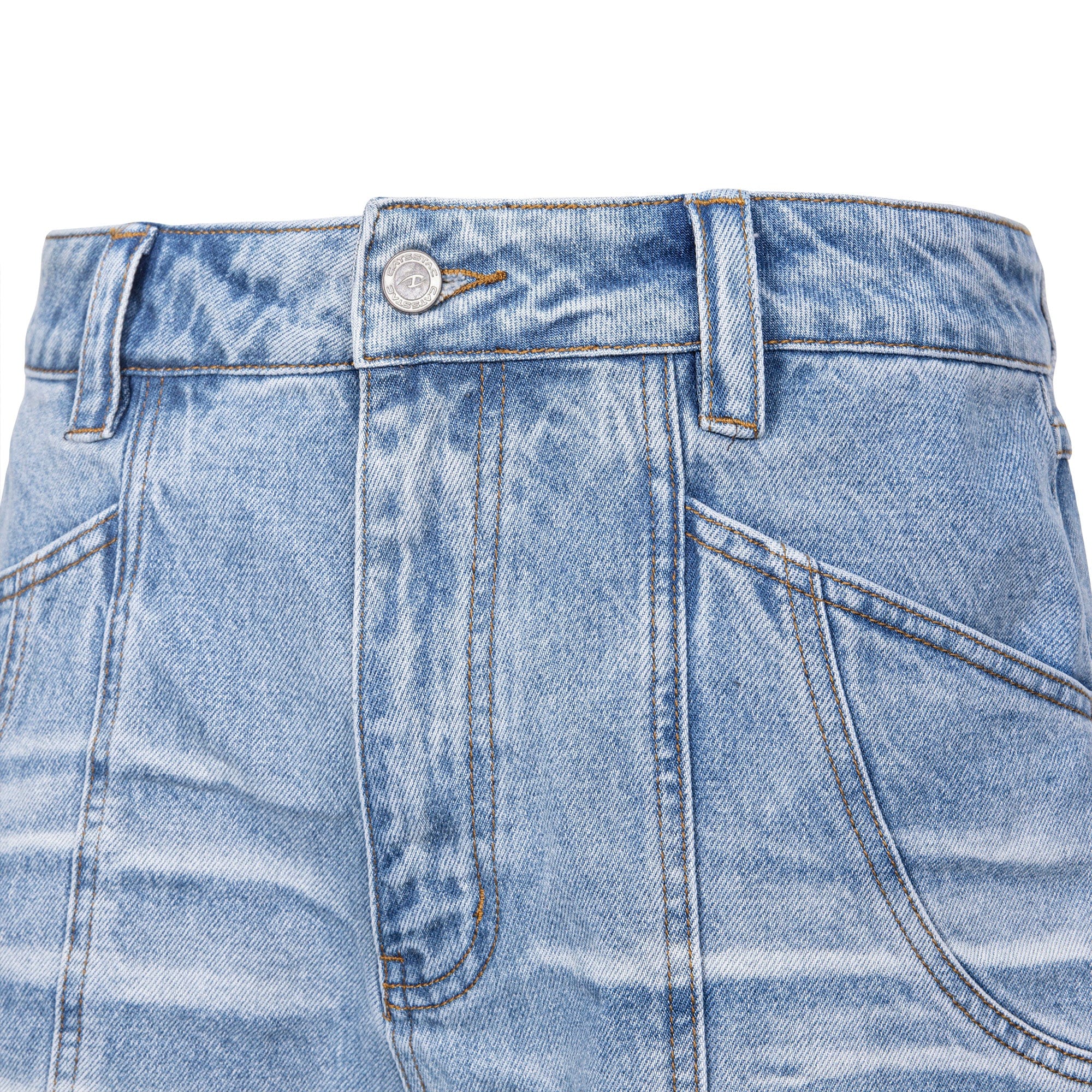 CATSSTAC Whisker-Wash Middle-Spliced Wide-Leg Shorts, premium urban and streetwear designers apparel on PROJECTISR.com, CATSSTAC