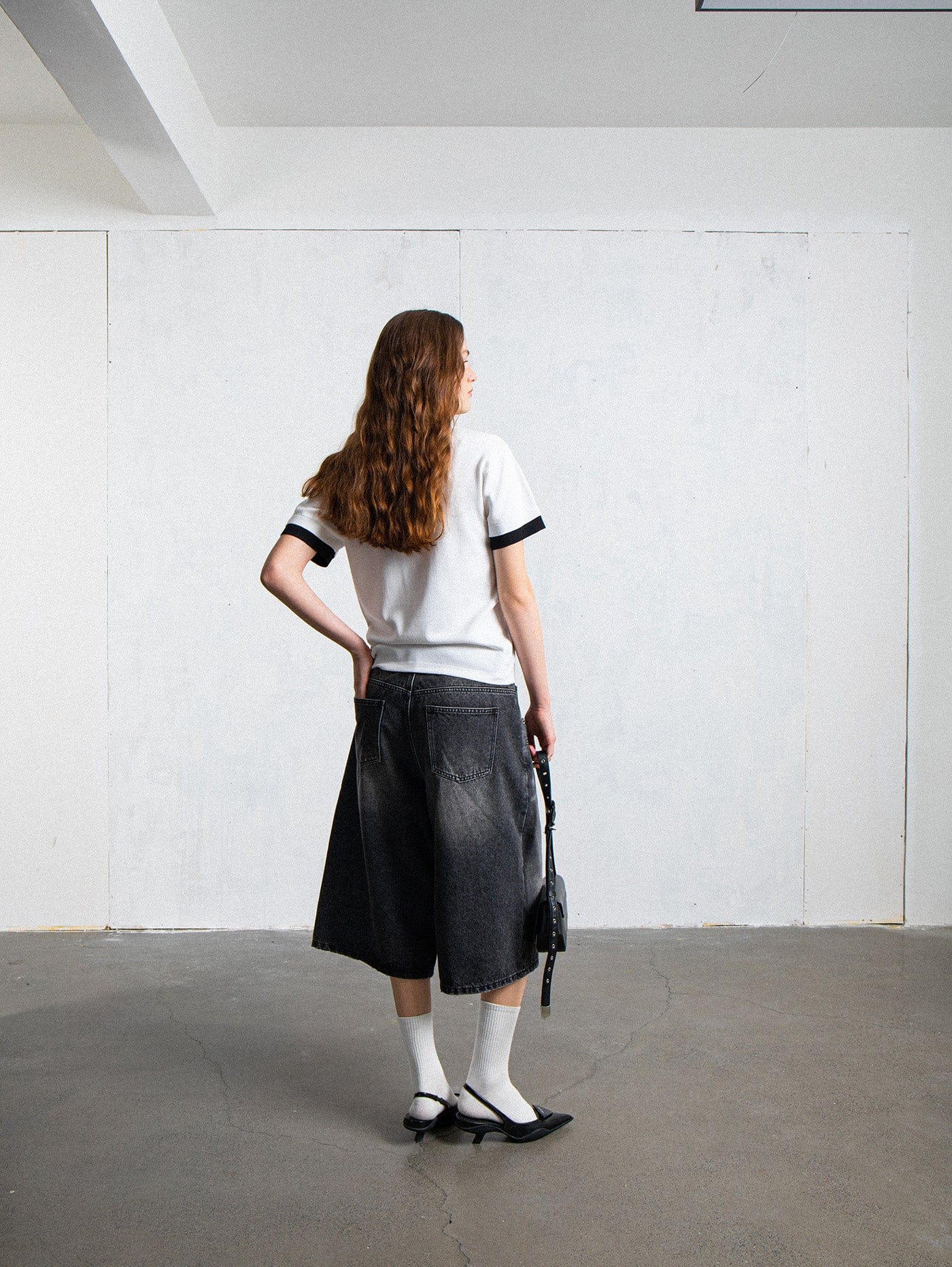 LEONSENSE Spliced Washed Oversized Jeans Shorts, premium urban and streetwear designers apparel on PROJECTISR.com, LEONSENSE