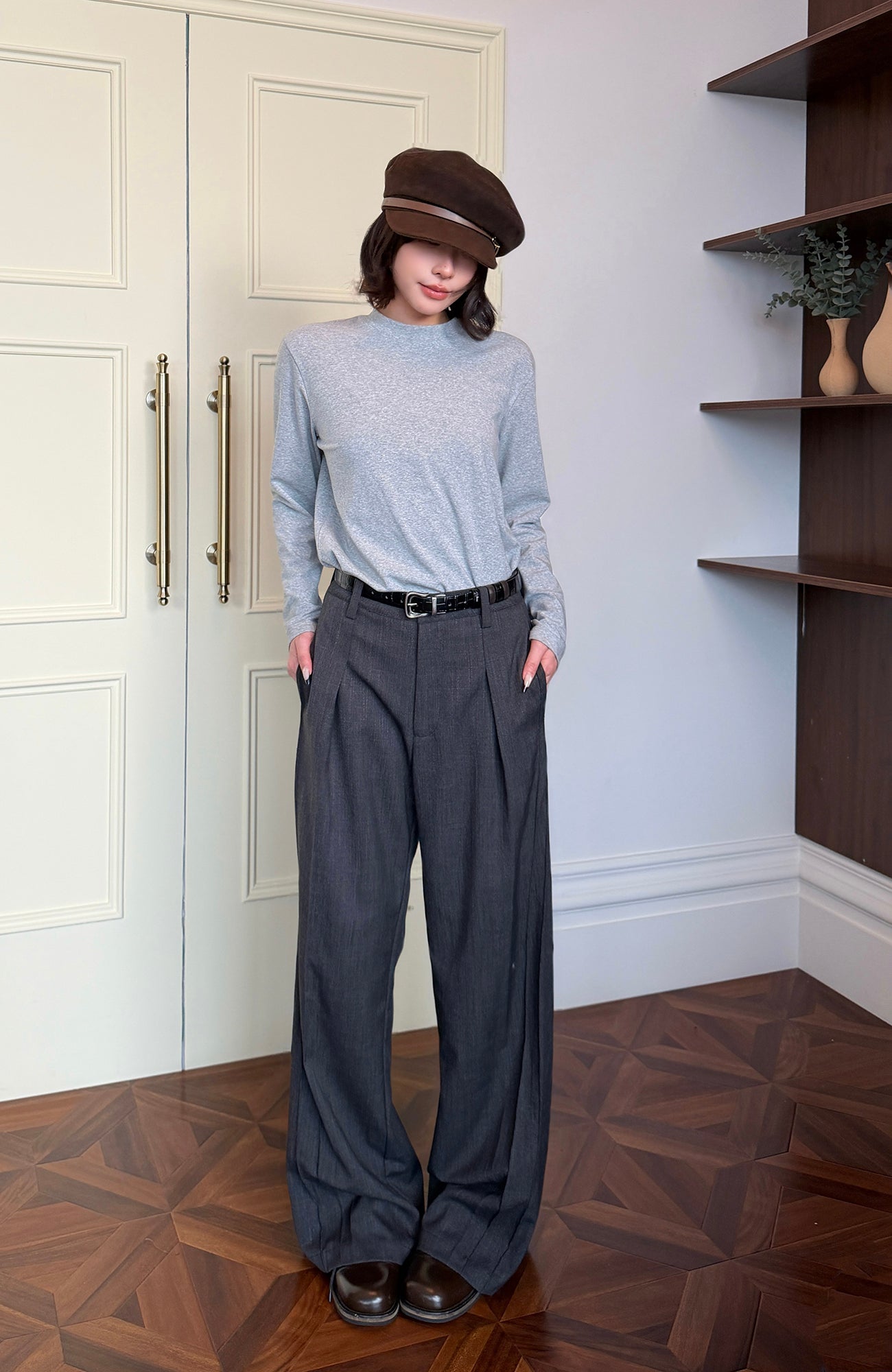 OKAYTHXBYE Essential Pleated Wide-Leg Trousers, premium urban and streetwear designers apparel on PROJECTISR.com, OKAYTHXBYE