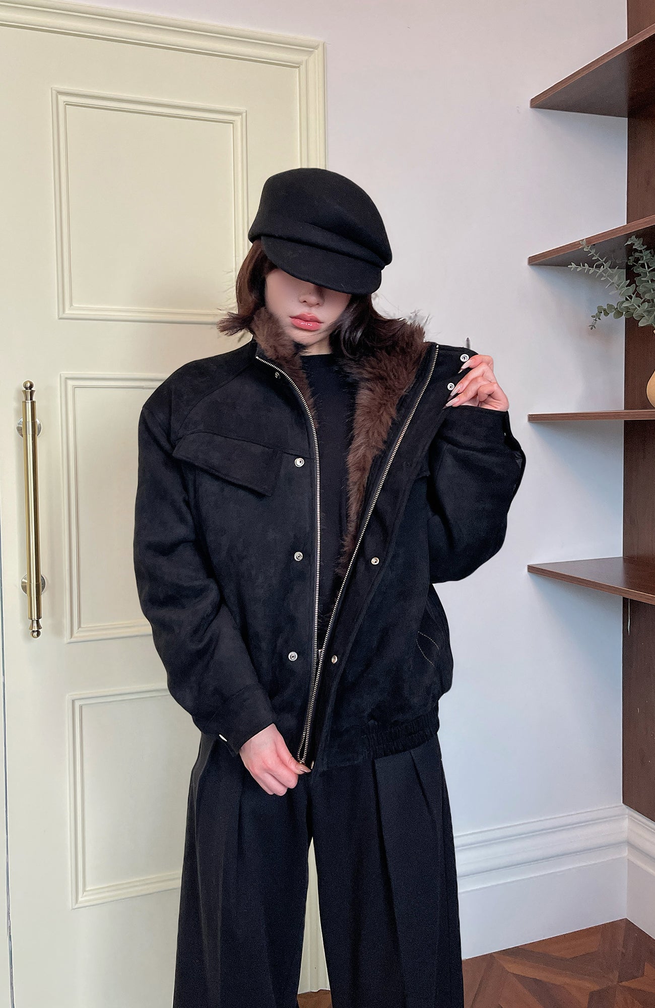 OKAYTHXBYE Faux Fur-Lined Utility Bomber, premium urban and streetwear designers apparel on PROJECTISR.com, OKAYTHXBYE