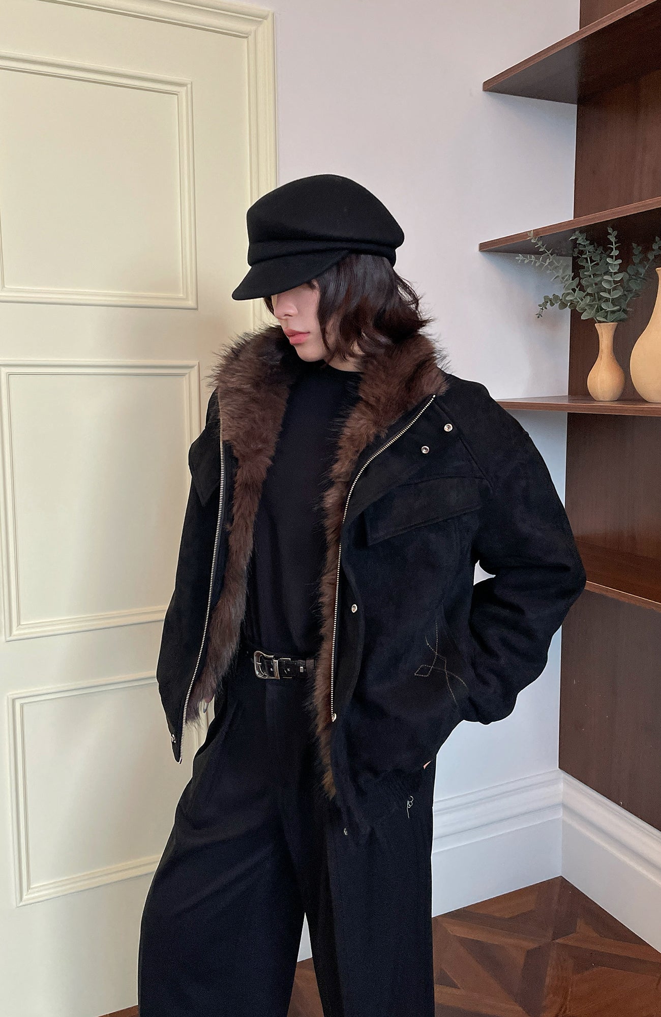 OKAYTHXBYE Faux Fur-Lined Utility Bomber, premium urban and streetwear designers apparel on PROJECTISR.com, OKAYTHXBYE