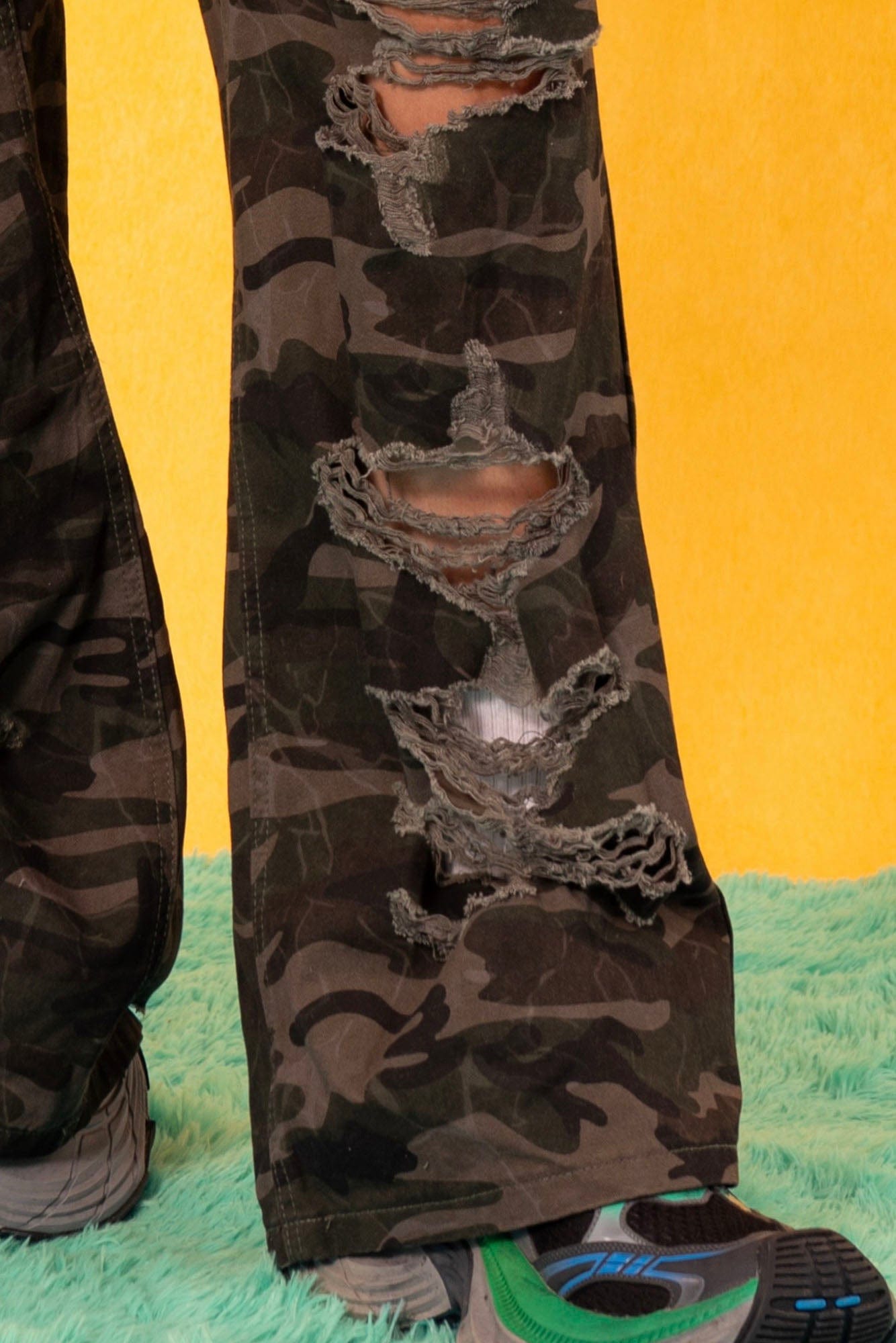 CLP Camo Ripped Straight-Leg Jeans, premium urban and streetwear designers apparel on PROJECTISR.com, CLP