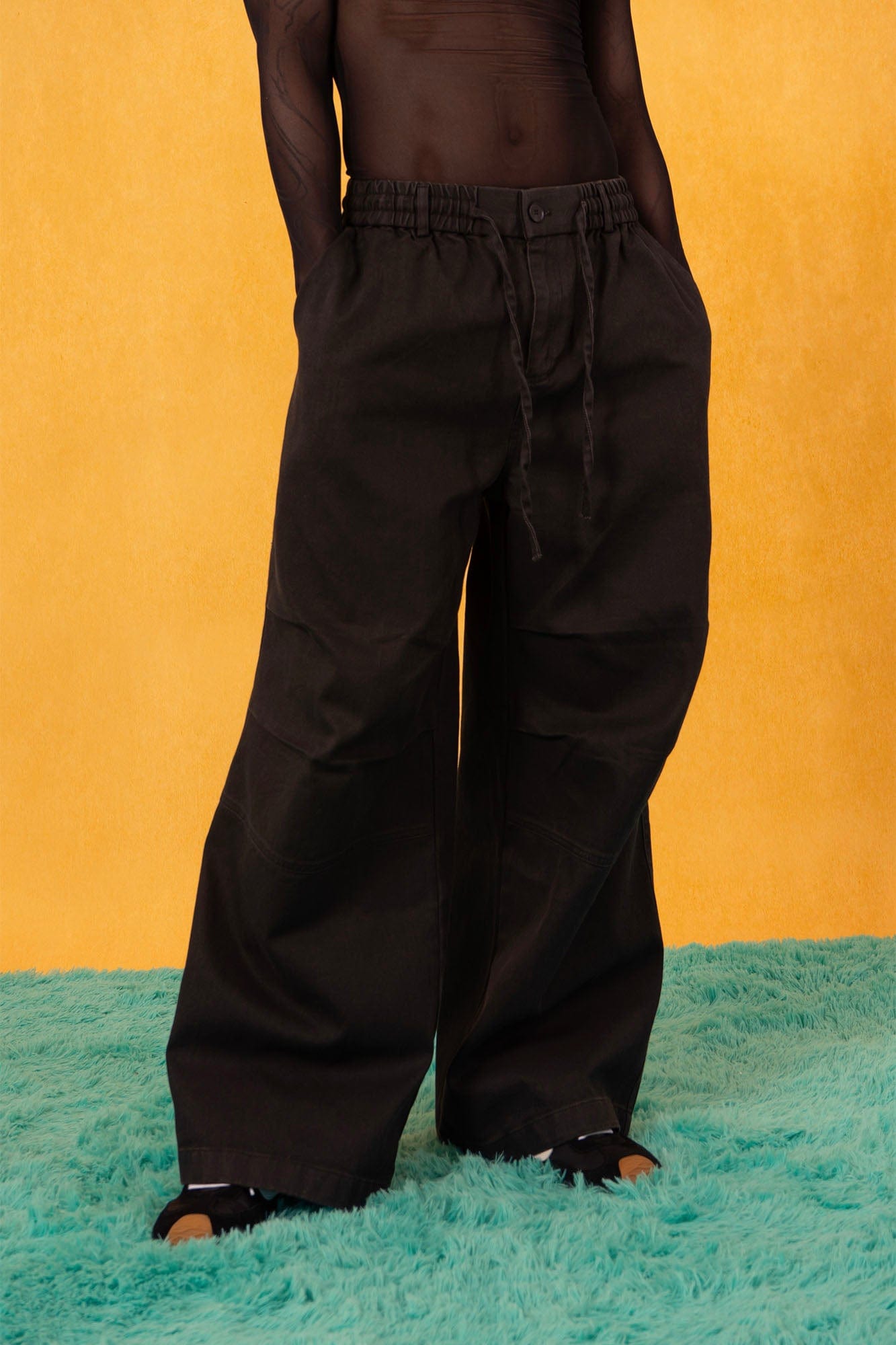 CLP Retro Pleated Knee Drawstring Oversized Jeans, premium urban and streetwear designers apparel on PROJECTISR.com, CLP