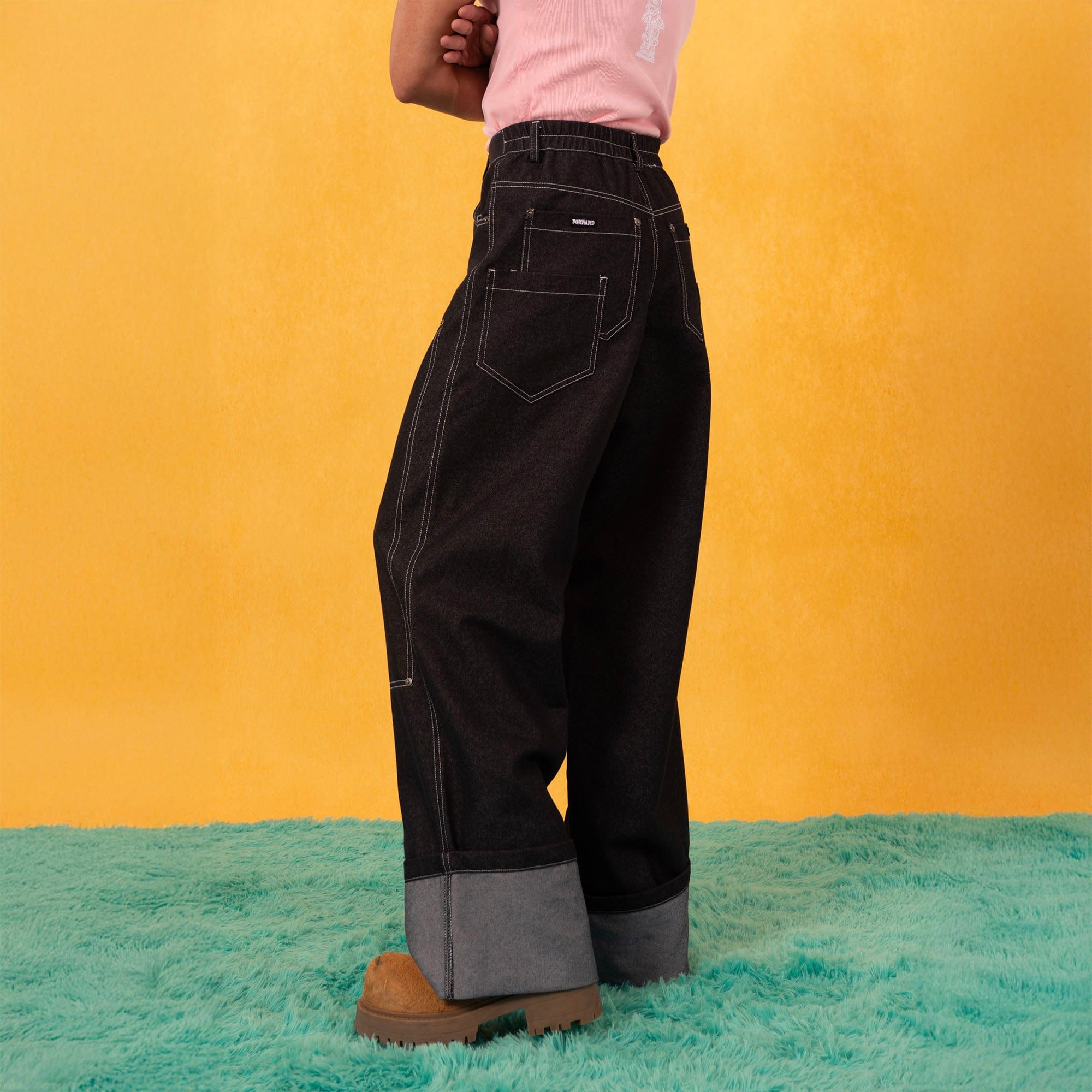 CLP Retro Double-Knee Fold Hem Raw Jeans
