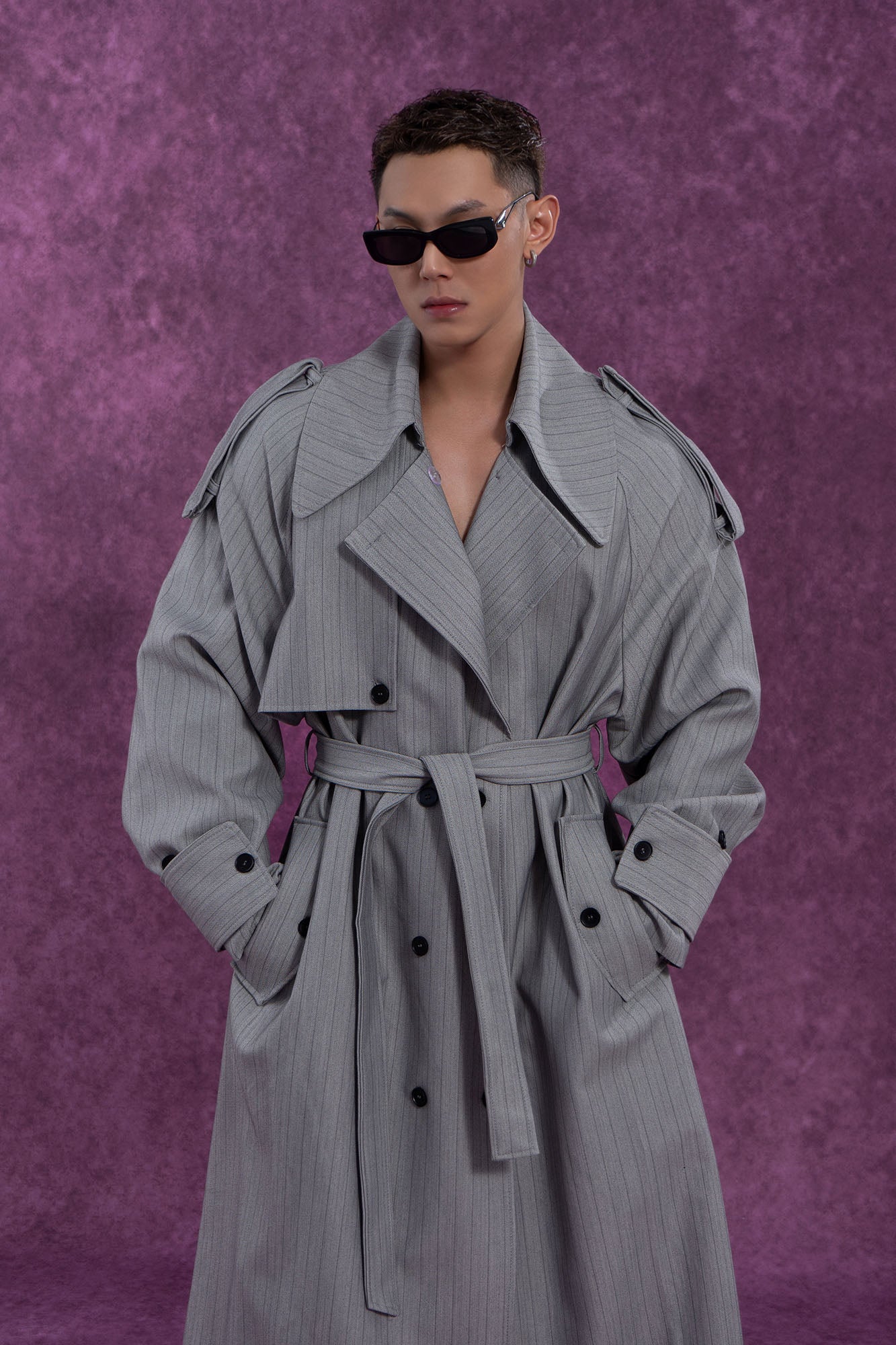 CLP Modern Pinstriped Oversized Trench