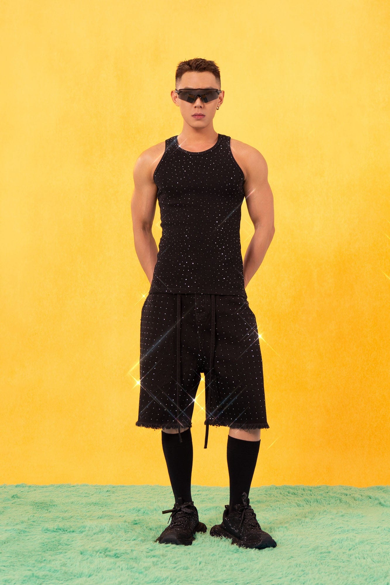 CLP Sparkle Diamond Ribbed Tank Top
