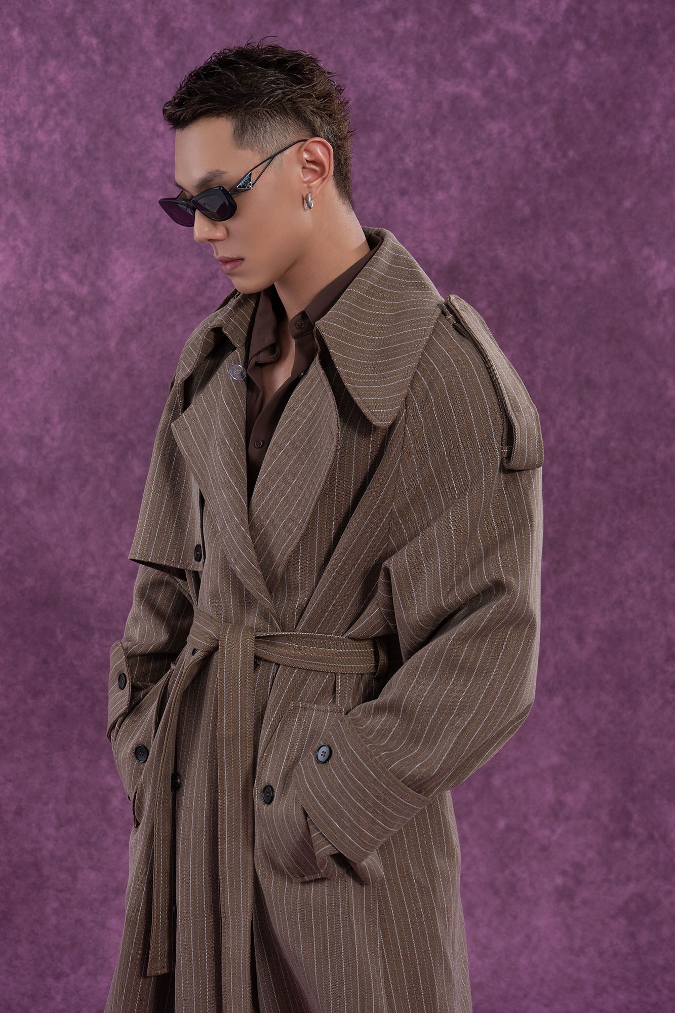 CLP Modern Pinstriped Oversized Trench