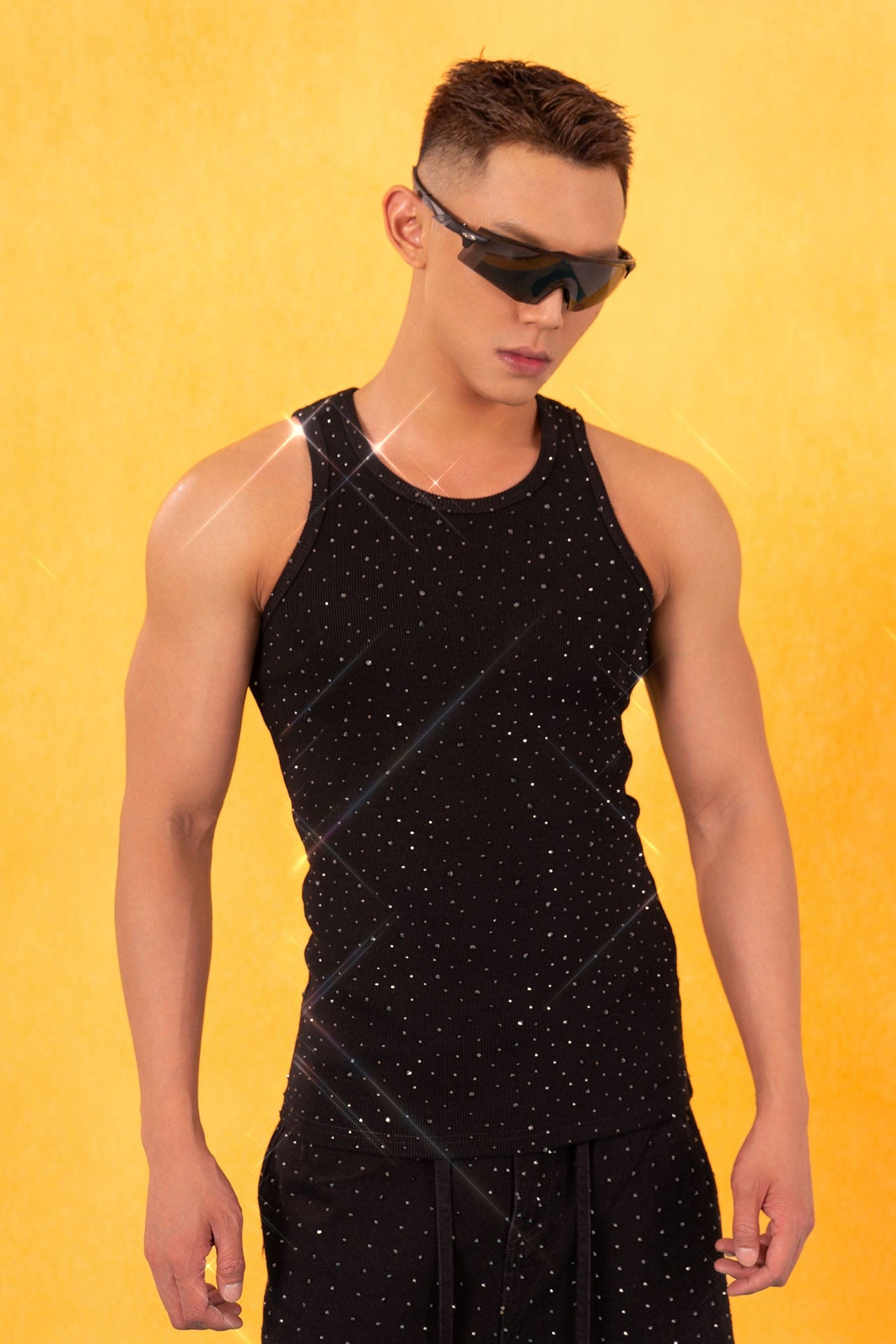 CLP Sparkle Diamond Ribbed Tank Top