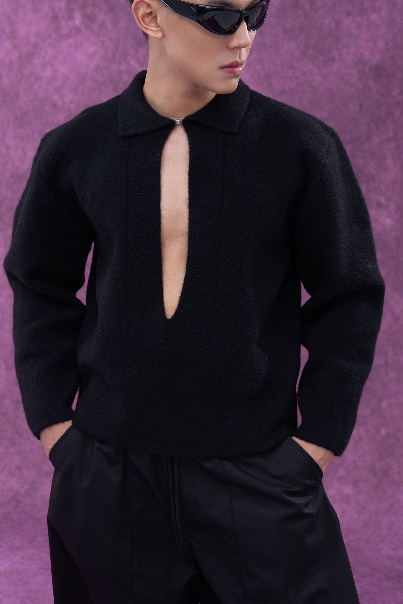 CLP Deep-V Oversized Wool-Blend Pullover