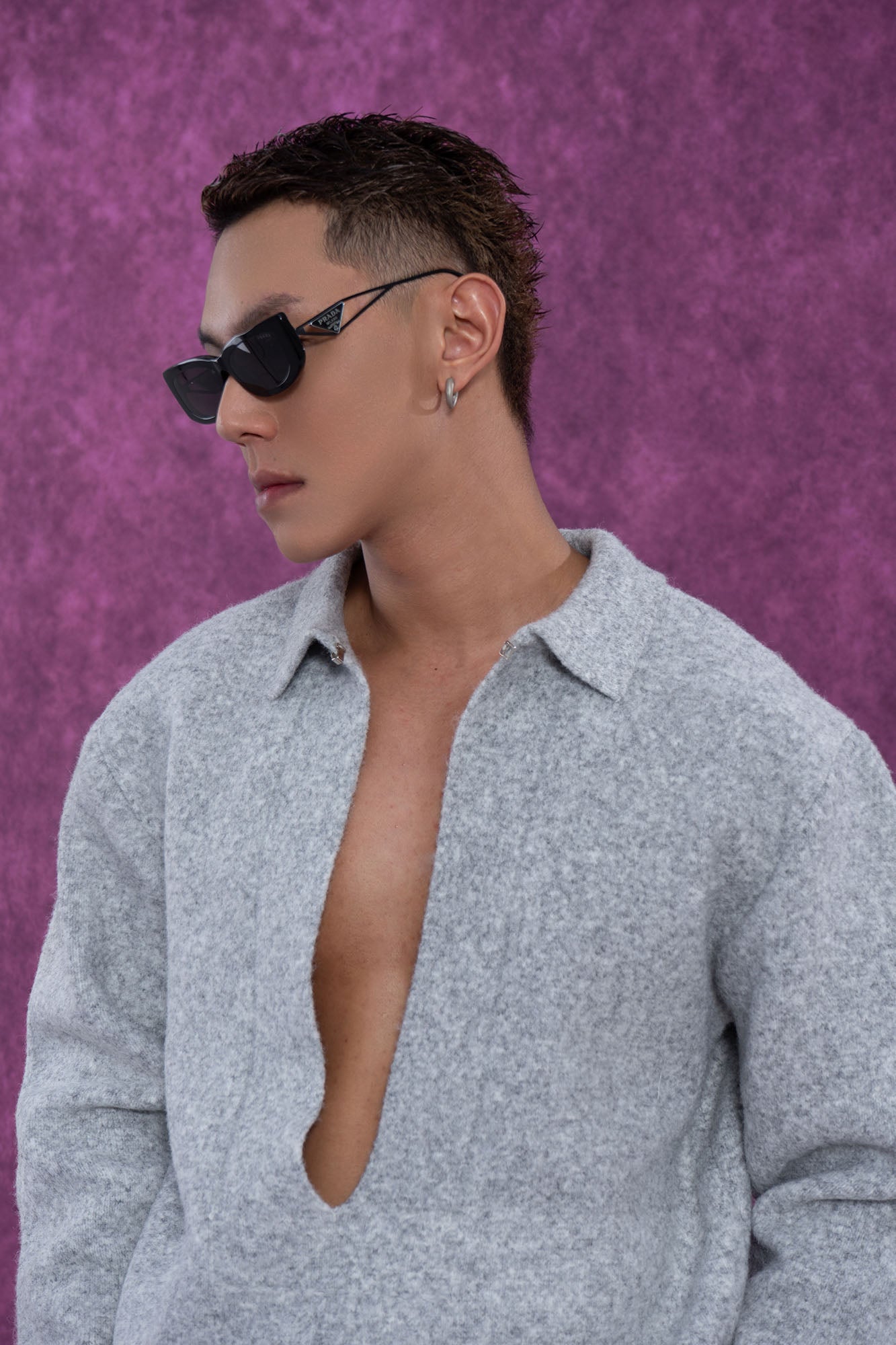 CLP Deep-V Oversized Wool-Blend Pullover