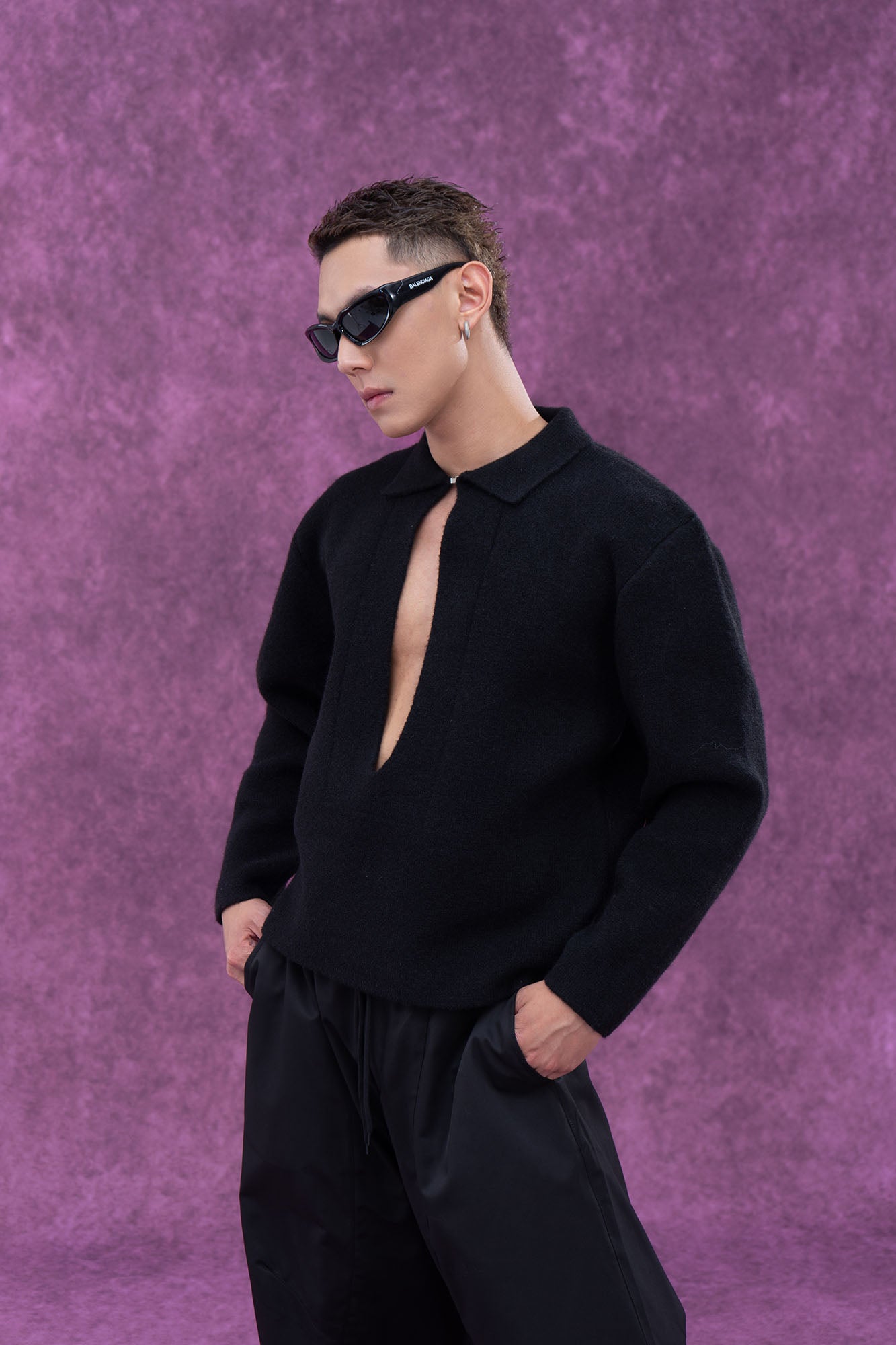 CLP Deep-V Oversized Wool-Blend Pullover