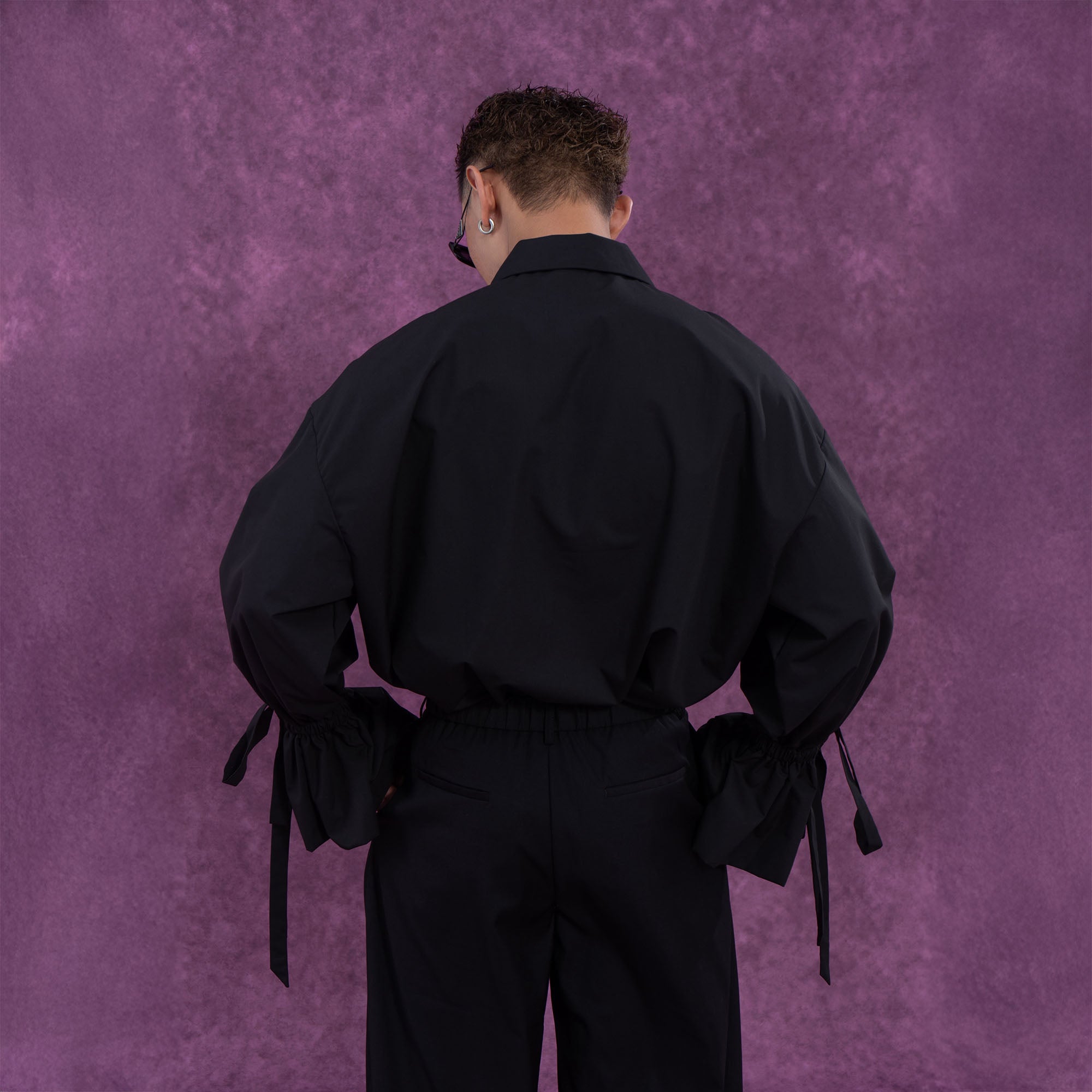 CLP Drawstring Ruffled Cuff Oversized Shirt, premium urban and streetwear designers apparel on PROJECTISR.com, CLP