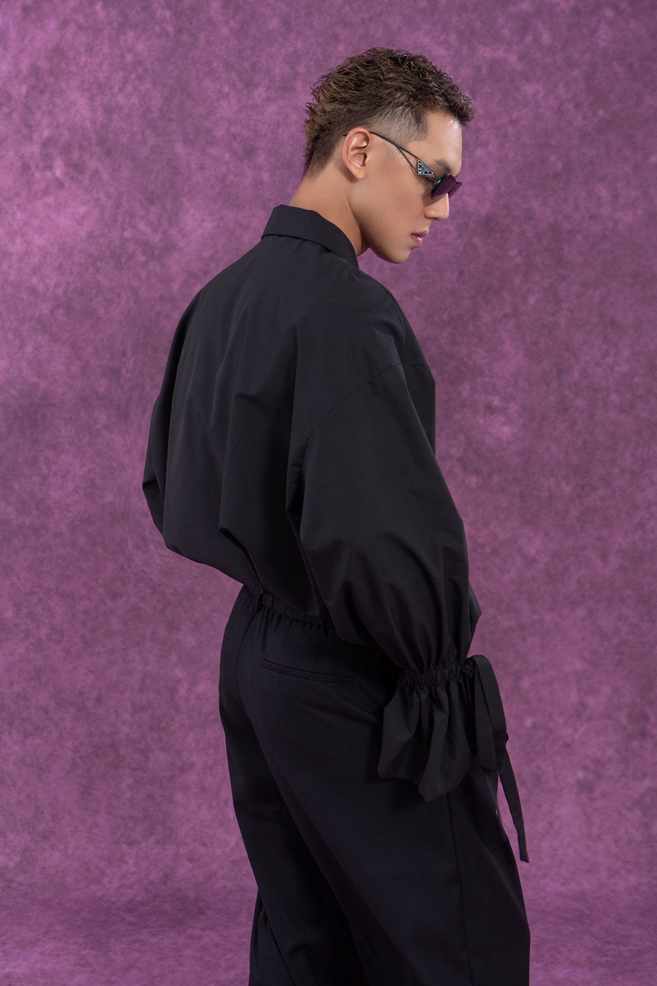 CLP Drawstring Ruffled Cuff Oversized Shirt, premium urban and streetwear designers apparel on PROJECTISR.com, CLP