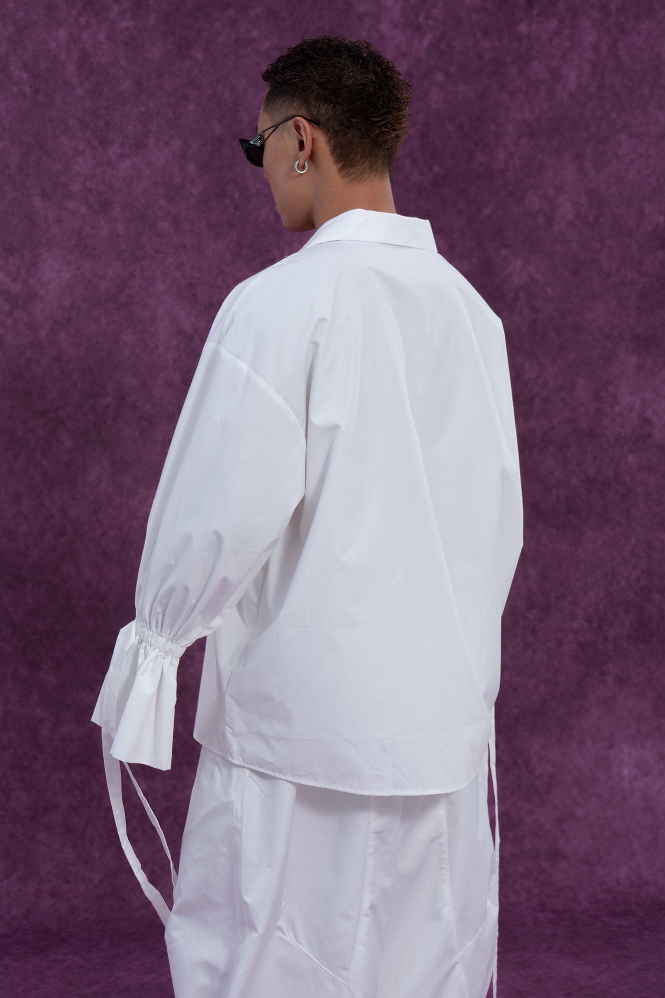 CLP Drawstring Ruffled Cuff Oversized Shirt, premium urban and streetwear designers apparel on PROJECTISR.com, CLP