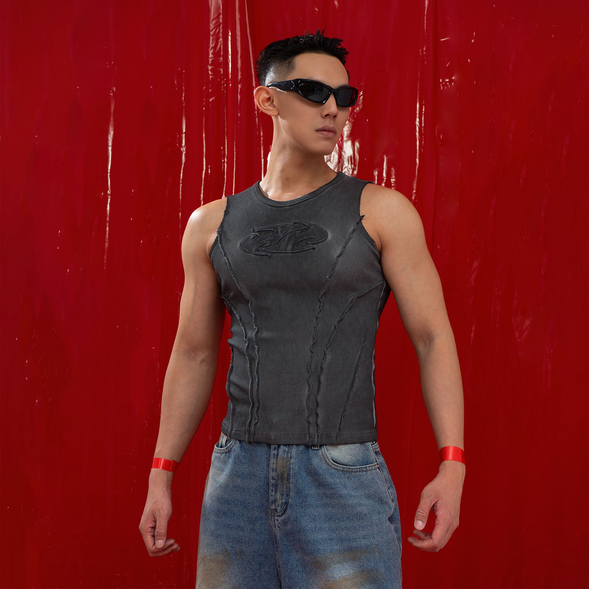 CLP Ribbed Frayed Hem Slim Vest, premium urban and streetwear designers apparel on PROJECTISR.com, CLP