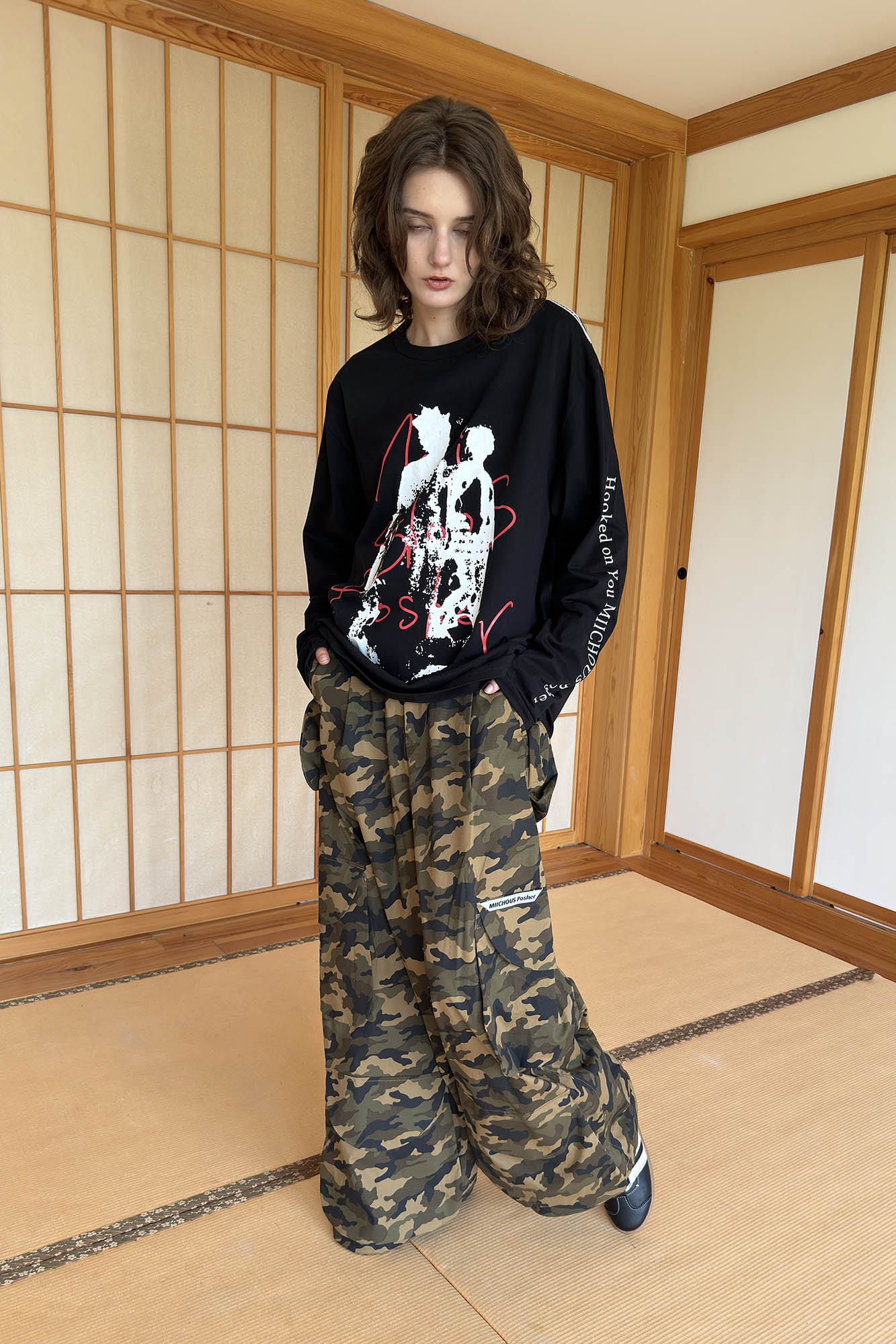 MIICHOUS Camo Wide-Leg Cargo Pants, premium urban and streetwear designers apparel on PROJECTISR.com, Miichous