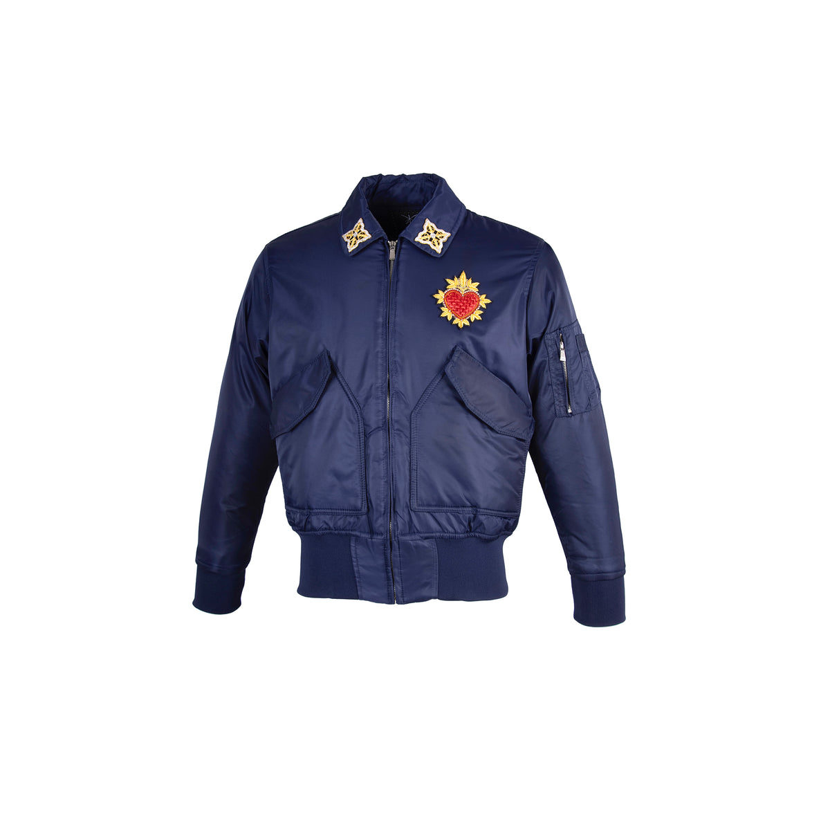 ZWDH Embroidered Rhinestone Silk Baseball Jacket