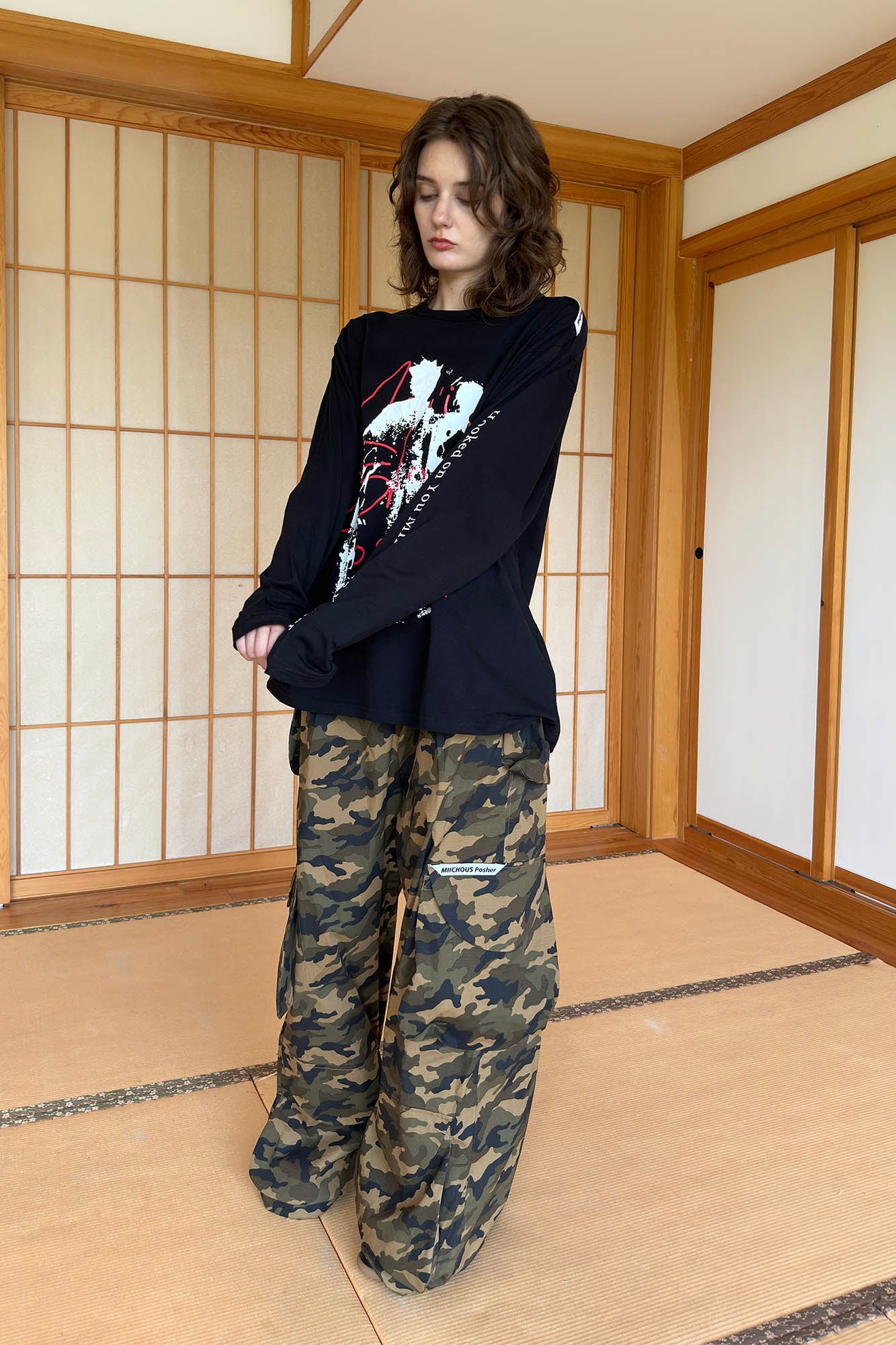 MIICHOUS Camo Wide-Leg Cargo Pants, premium urban and streetwear designers apparel on PROJECTISR.com, Miichous