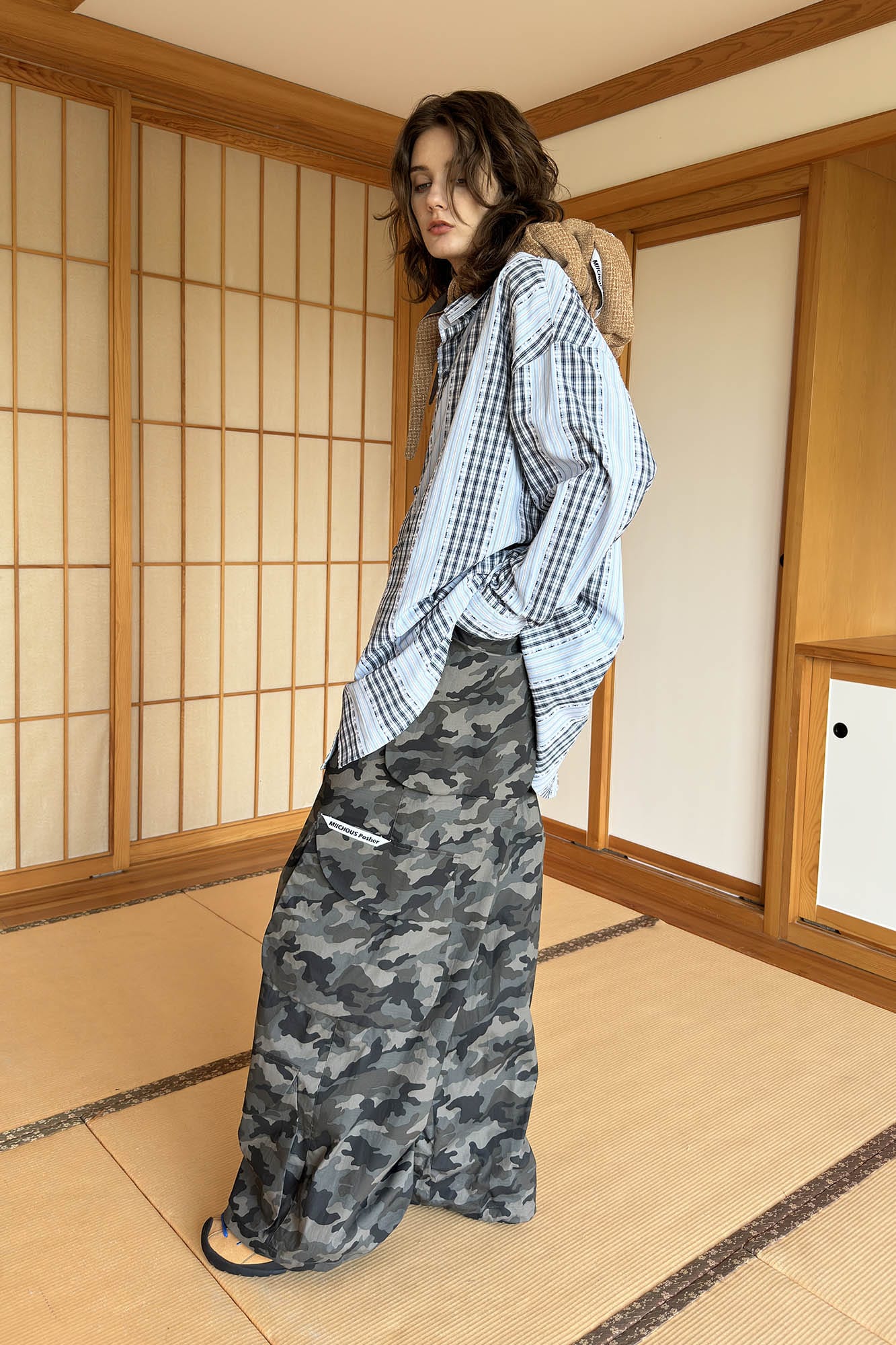 MIICHOUS Camo Wide-Leg Cargo Pants, premium urban and streetwear designers apparel on PROJECTISR.com, Miichous