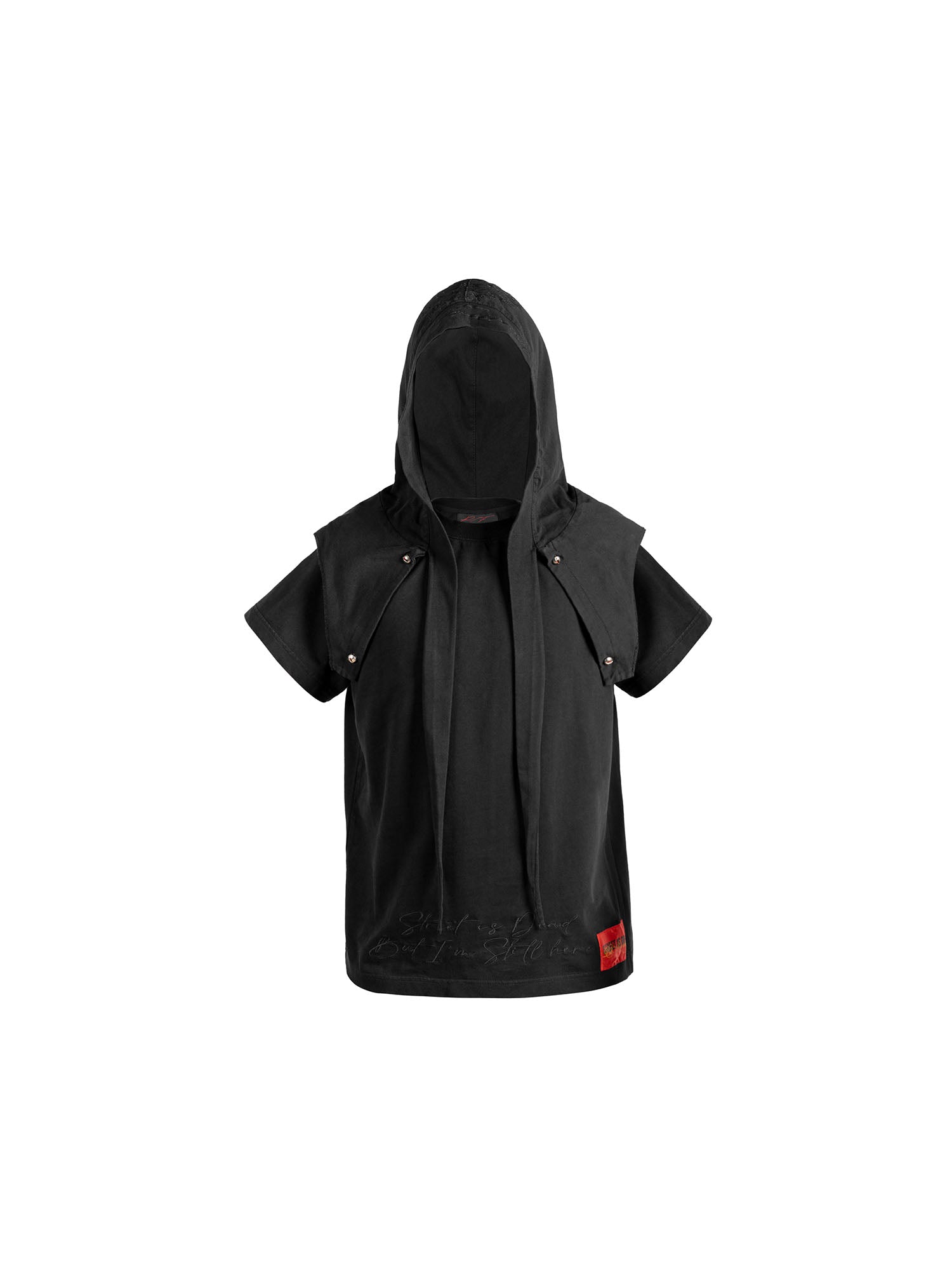 FVVO Distressed Snap-Shoulder Hooded T-Shirt, premium urban and streetwear designers apparel on PROJECTISR.com, FVVO