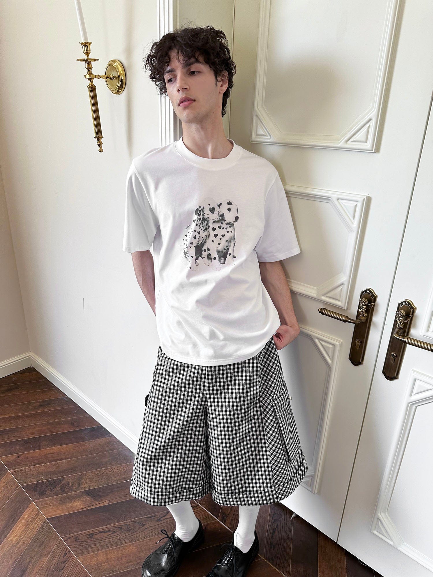 SOURPLUM Retro Gingham Spliced Oversized Shorts, premium urban and streetwear designers apparel on PROJECTISR.com, SOURPLUM