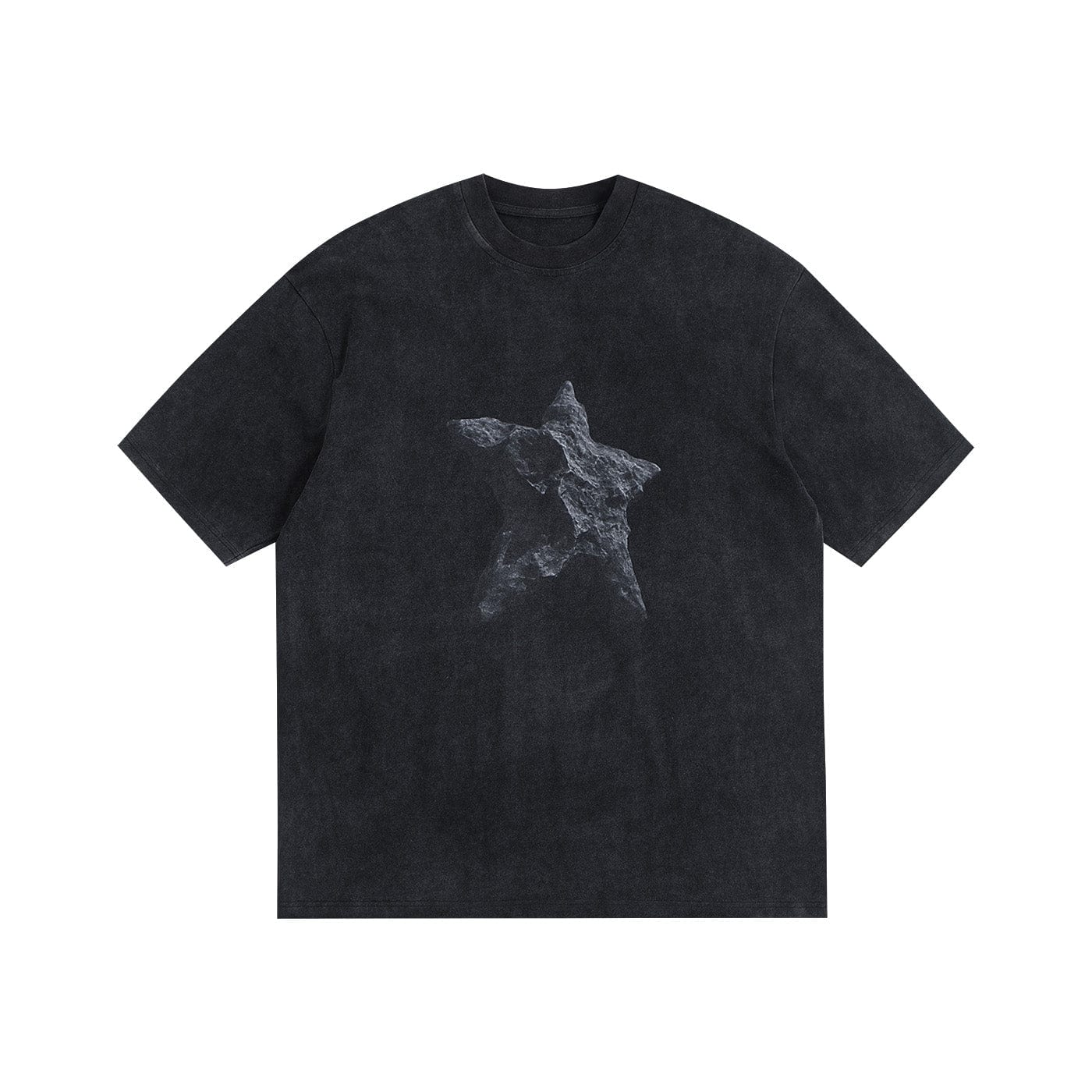 49PERCENT Black Star Stone Washed T-Shirt, premium urban and streetwear designers apparel on PROJECTISR.com, 49PERCENT