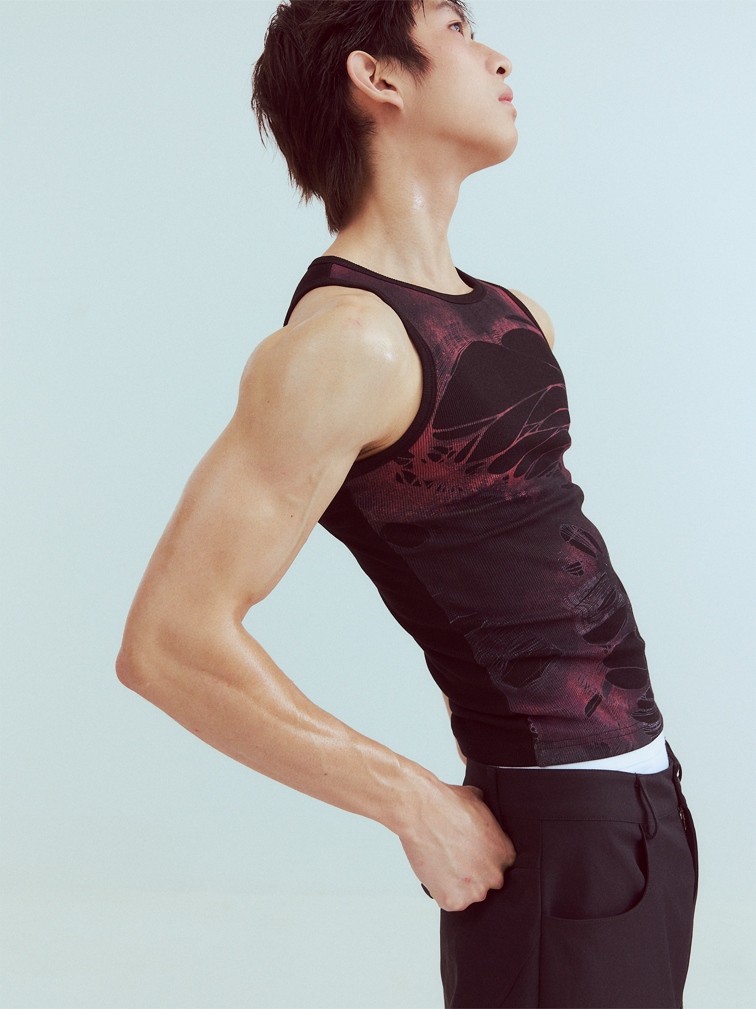 KADAKADA Distressed Graphic Ribbed Tank Top, premium urban and streetwear designers apparel on PROJECTISR.com, KADAKADA