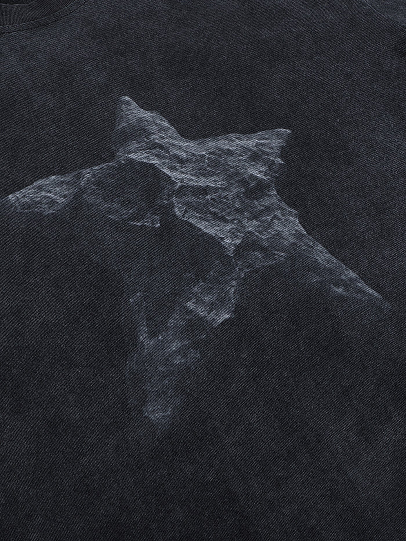 49PERCENT Black Star Stone Washed T-Shirt, premium urban and streetwear designers apparel on PROJECTISR.com, 49PERCENT