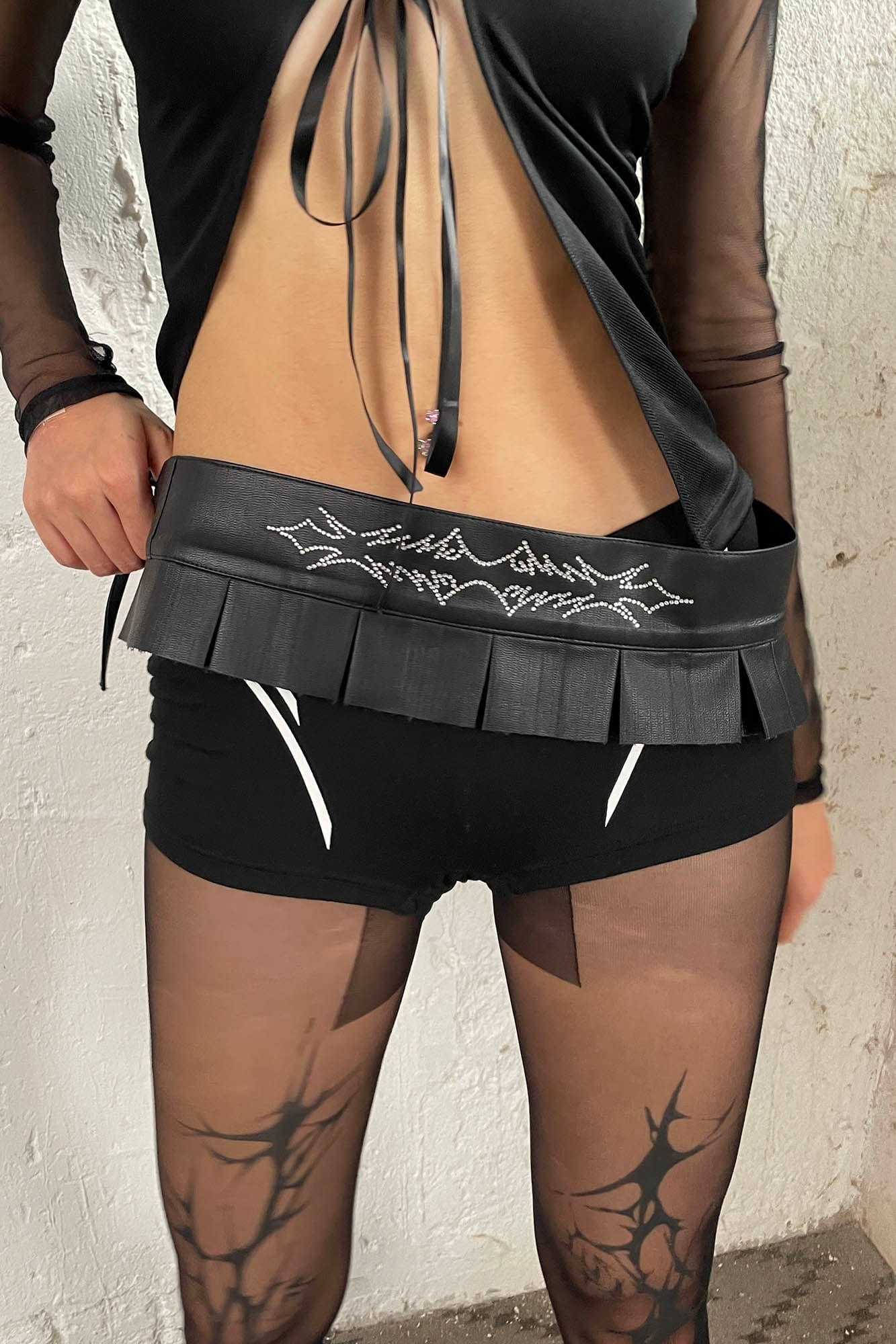 DND4DES×Faychui Diamond Pleated Lace-Up Belt, premium urban and streetwear designers apparel on PROJECTISR.com, DND4DES