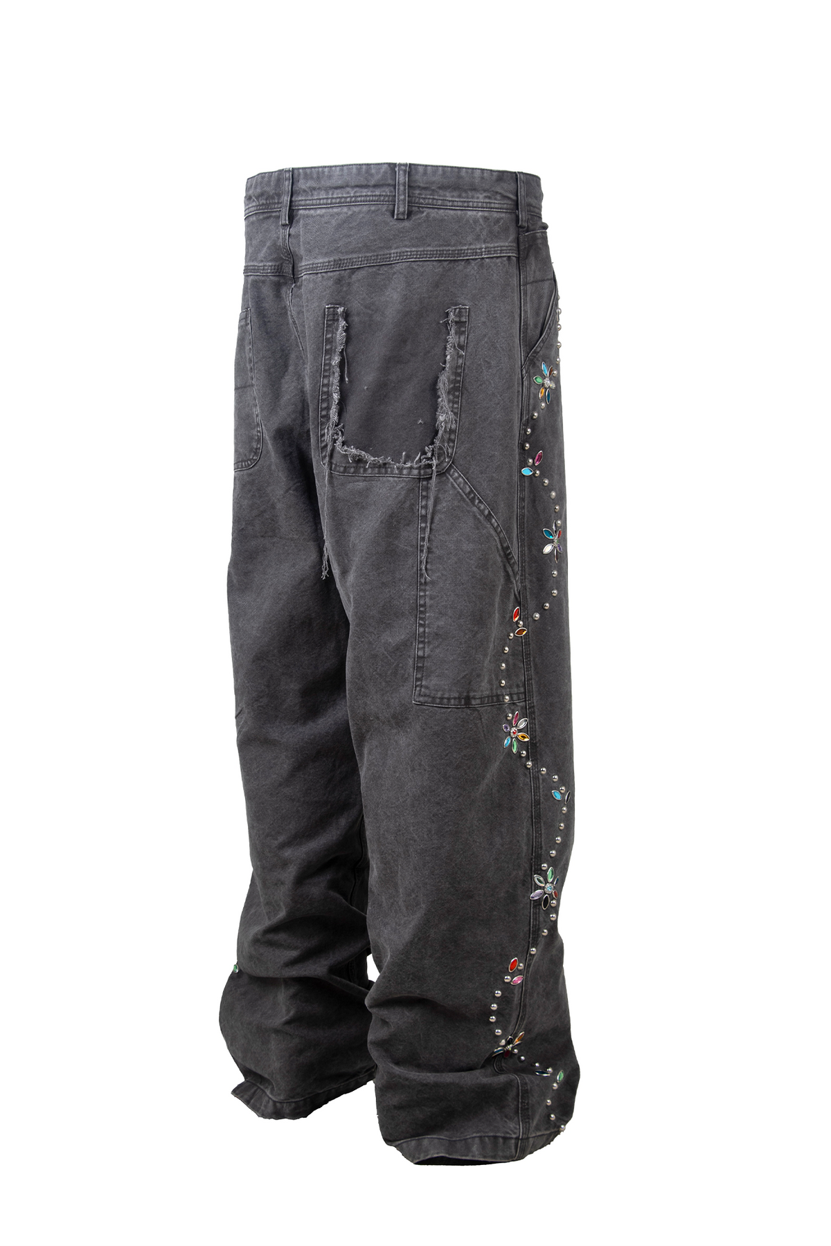 ZWDH Rhinestone Floral Studded Jeans