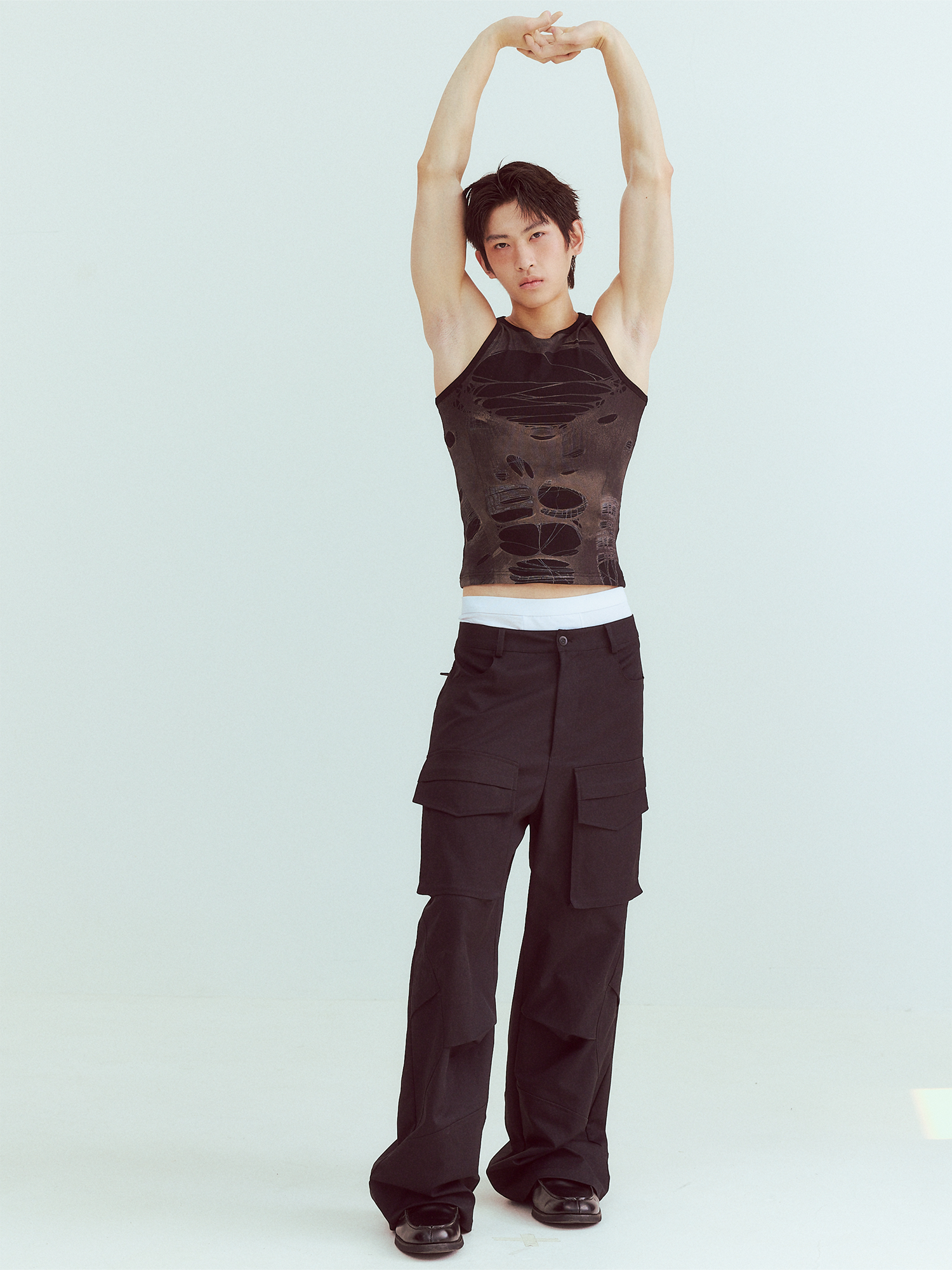 KADAKADA Distressed Graphic Ribbed Tank Top, premium urban and streetwear designers apparel on PROJECTISR.com, KADAKADA