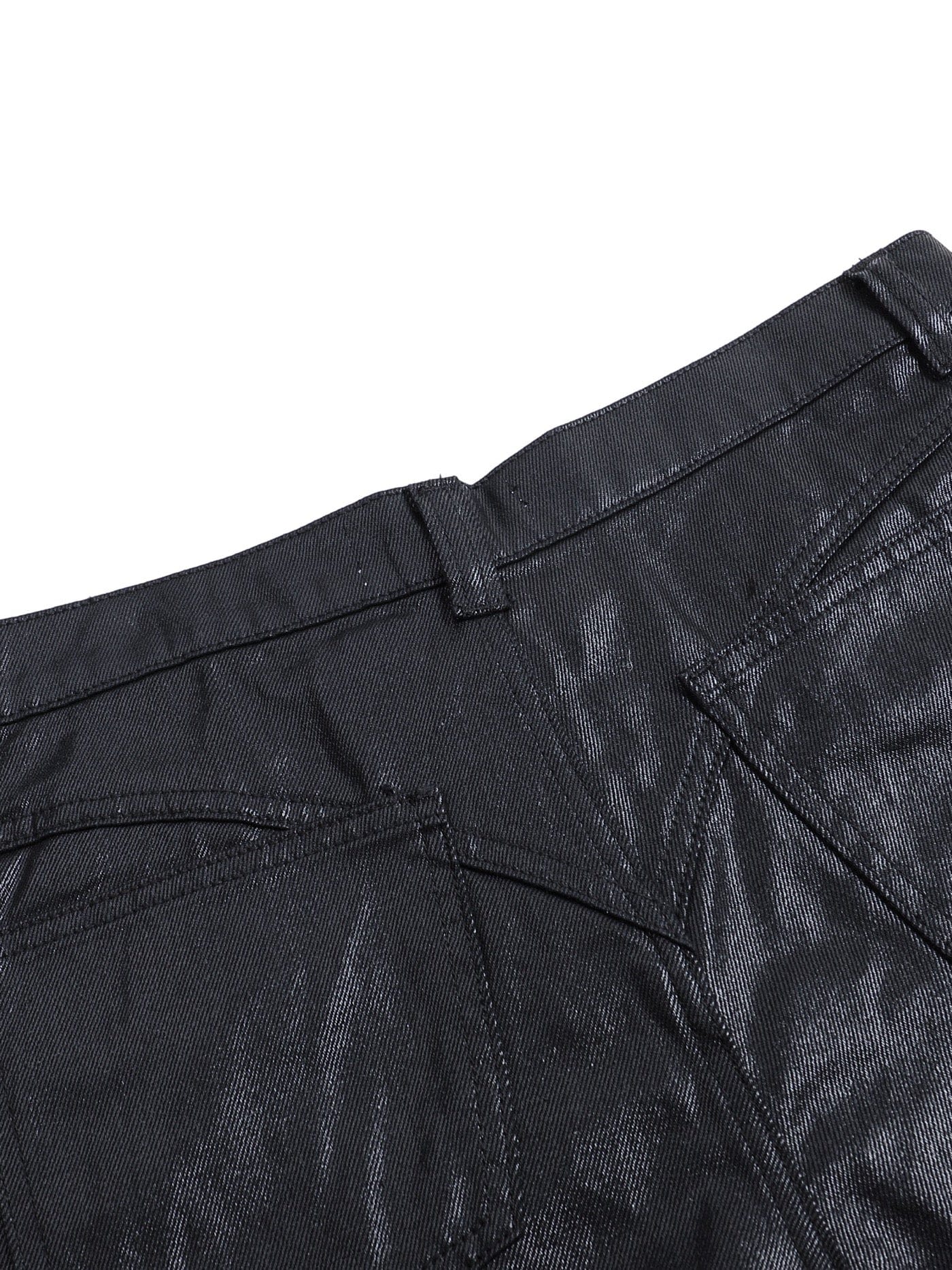 DND4DES Raw-Edge Spliced Flared Waxed Jeans, premium urban and streetwear designers apparel on PROJECTISR.com, DND4DES