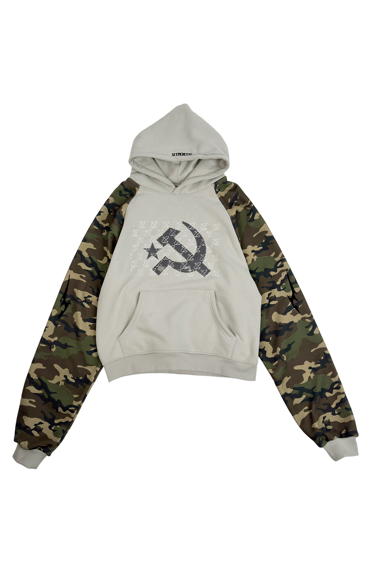 VINKID Embroidered Camo Raglan Panel Hoodie