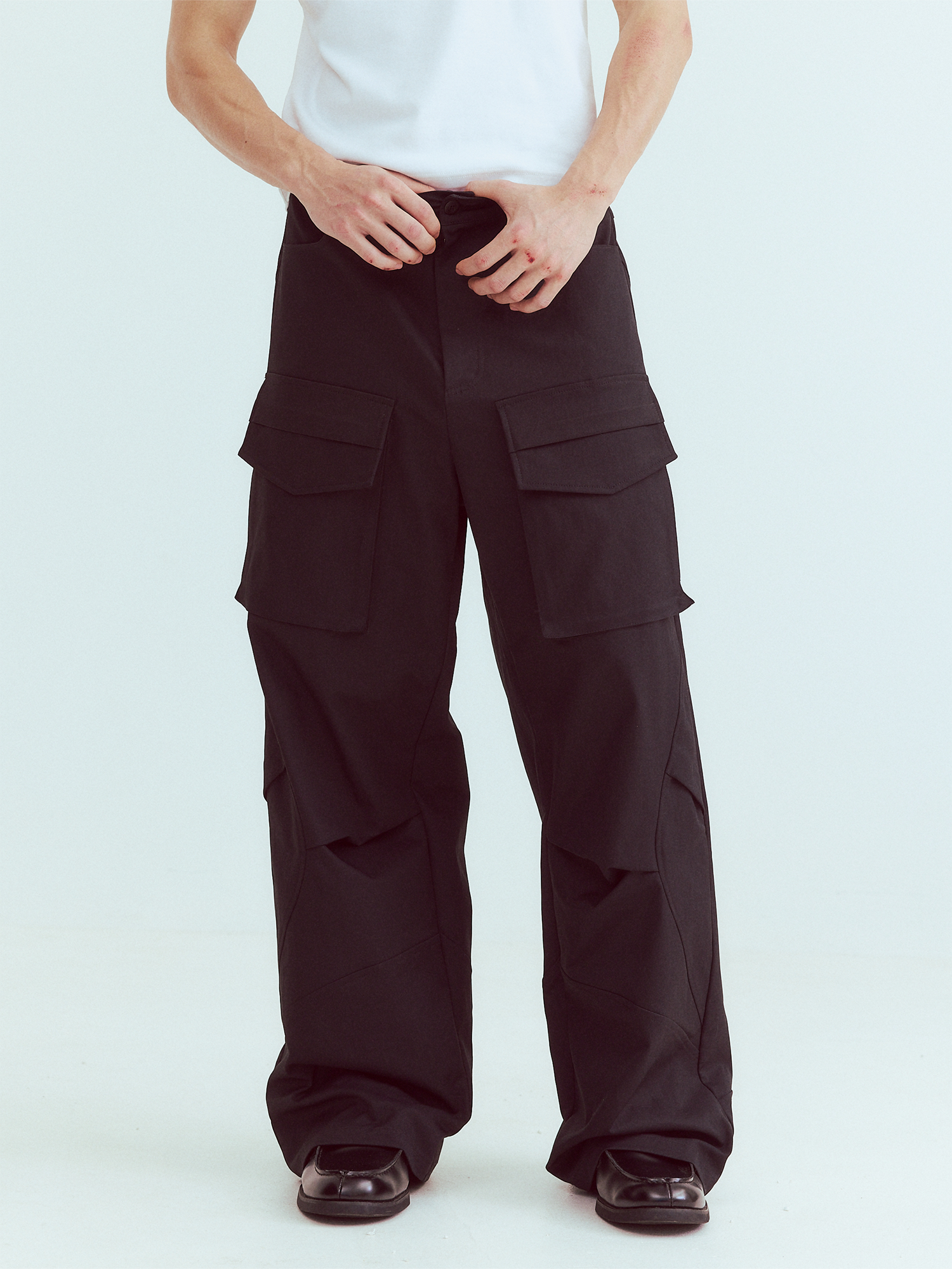 KADAKADA Paneled Wide-Leg Cargo Pants, premium urban and streetwear designers apparel on PROJECTISR.com, KADAKADA