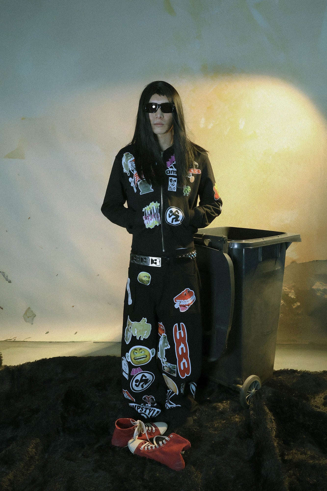 PCCVISION Meme Graphics Wide-Leg Pants, premium urban and streetwear designers apparel on PROJECTISR.com, PCCVISION