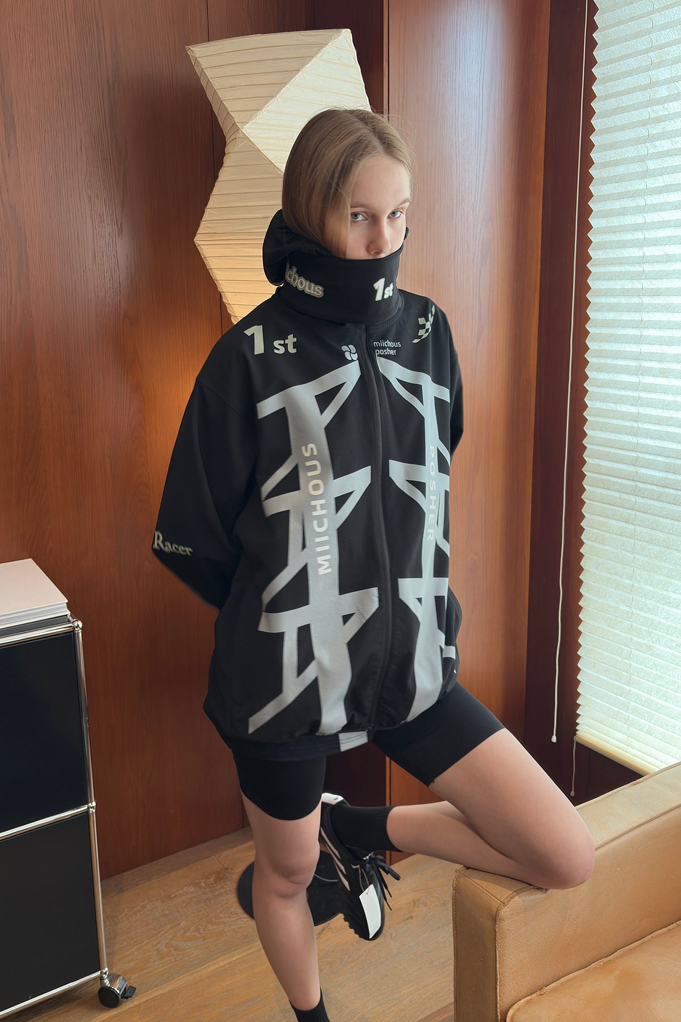 MIICHOUS 1st 3A Graphic Oversized Hooded Windbreaker