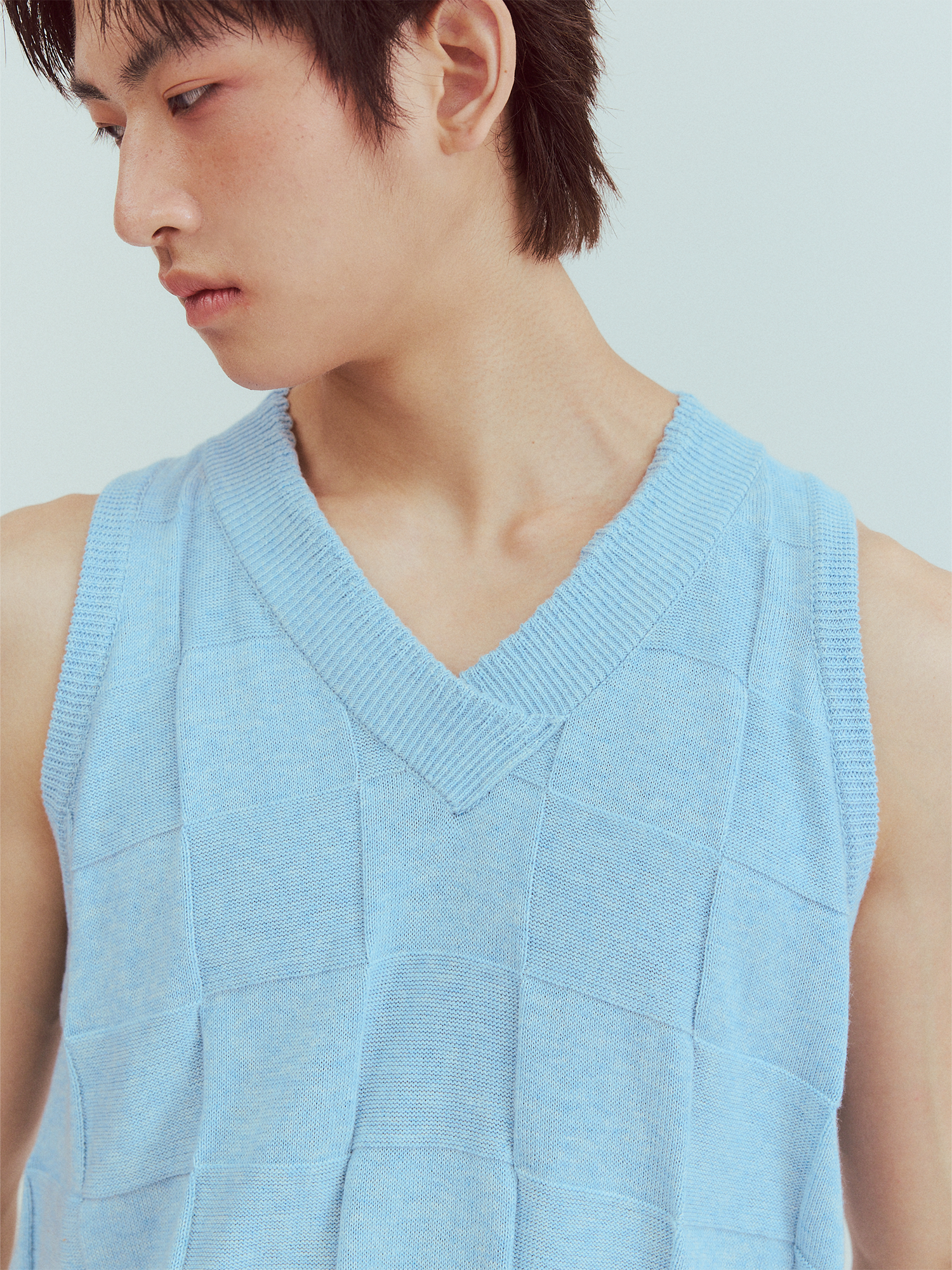 KADAKADA Checkerboard V-Neck Knitted Vest, premium urban and streetwear designers apparel on PROJECTISR.com, KADAKADA