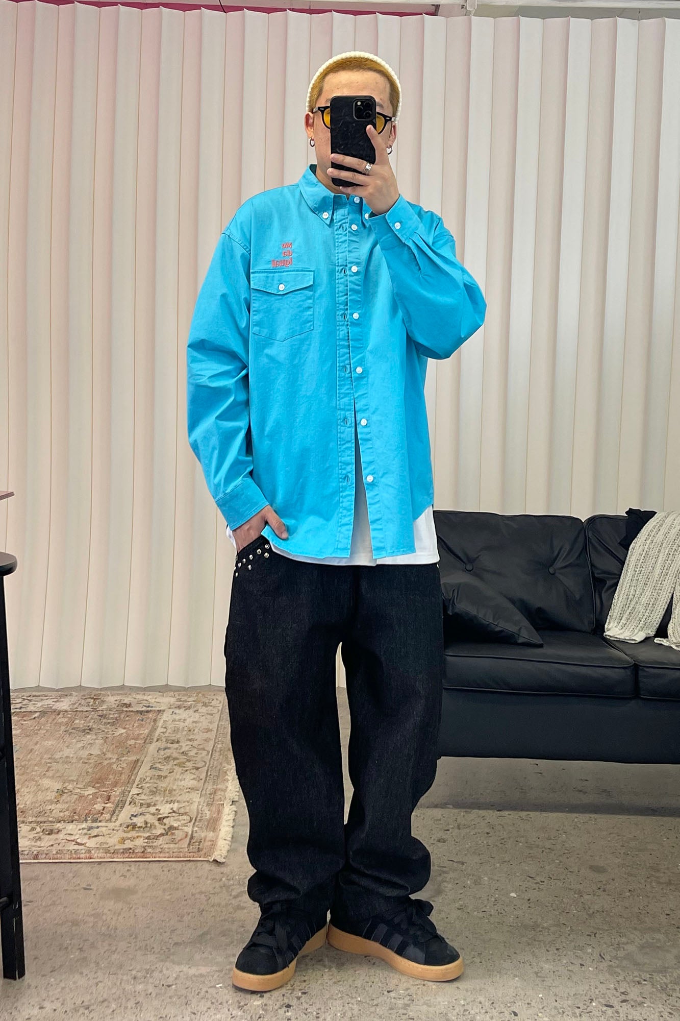 ME DA IGUAL Studded Wide-Leg Denim Pants, premium urban and streetwear designers apparel on PROJECTISR.com, ME DA IGUAL